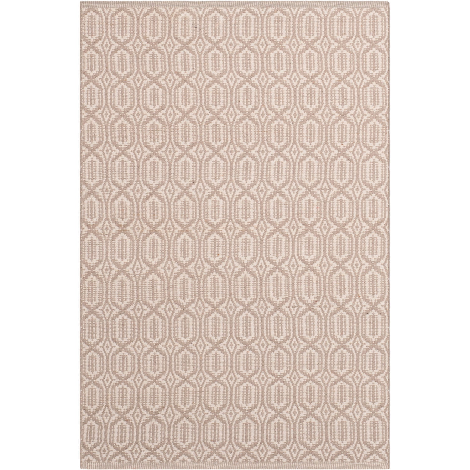 Ivory and Grey Flat Woven Cotton Area Rug, 3' x 5'