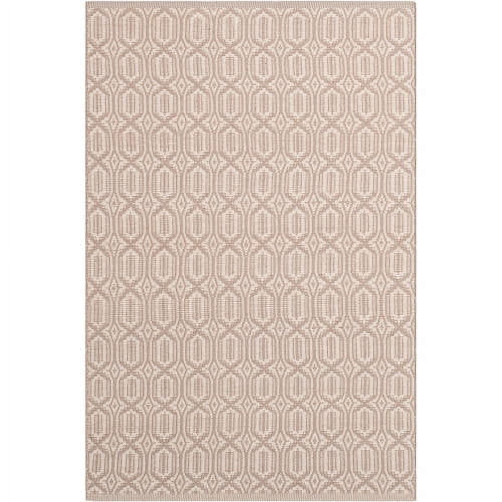 Ivory Grey Geometric Hand-Woven Cotton Area Rug 6' x 9'