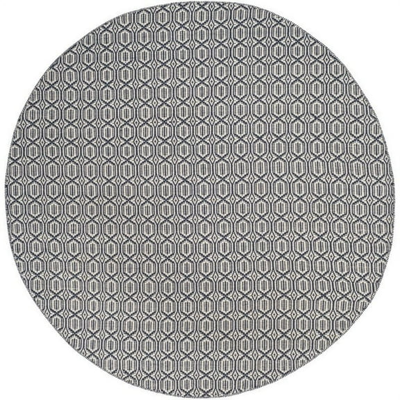 SAFAVIEH Montauk Lavern Geometric Cotton Area Rug, Ivory/Navy, 6' x 6' Round
