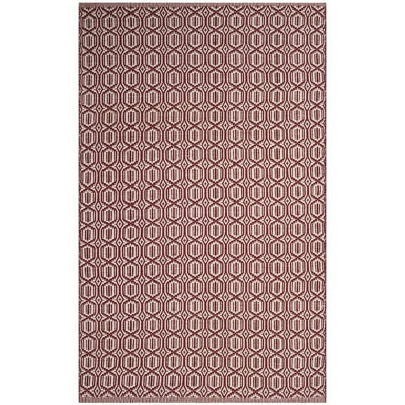 SAFAVIEH Montauk Lavern Geometric Cotton Area Rug, Ivory/Red, 4' x 6'