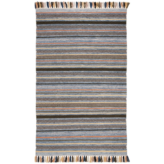 SAFAVIEH Montauk Lorenzo Striped Cotton Area Rug, Blue/Multi, 5' x 8'