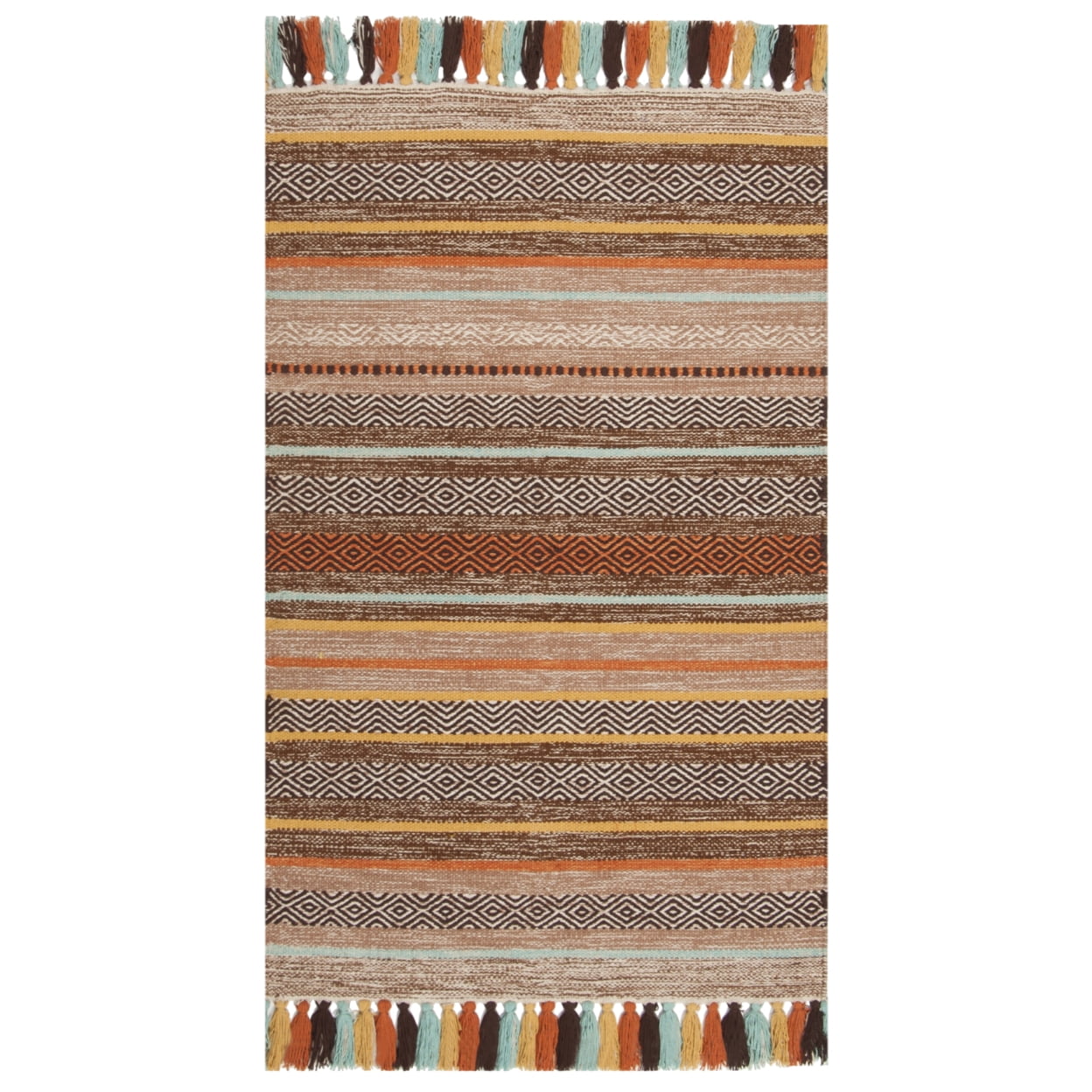 Montauk 2'6" x 4' Brown and Multicolor Handwoven Cotton Area Rug