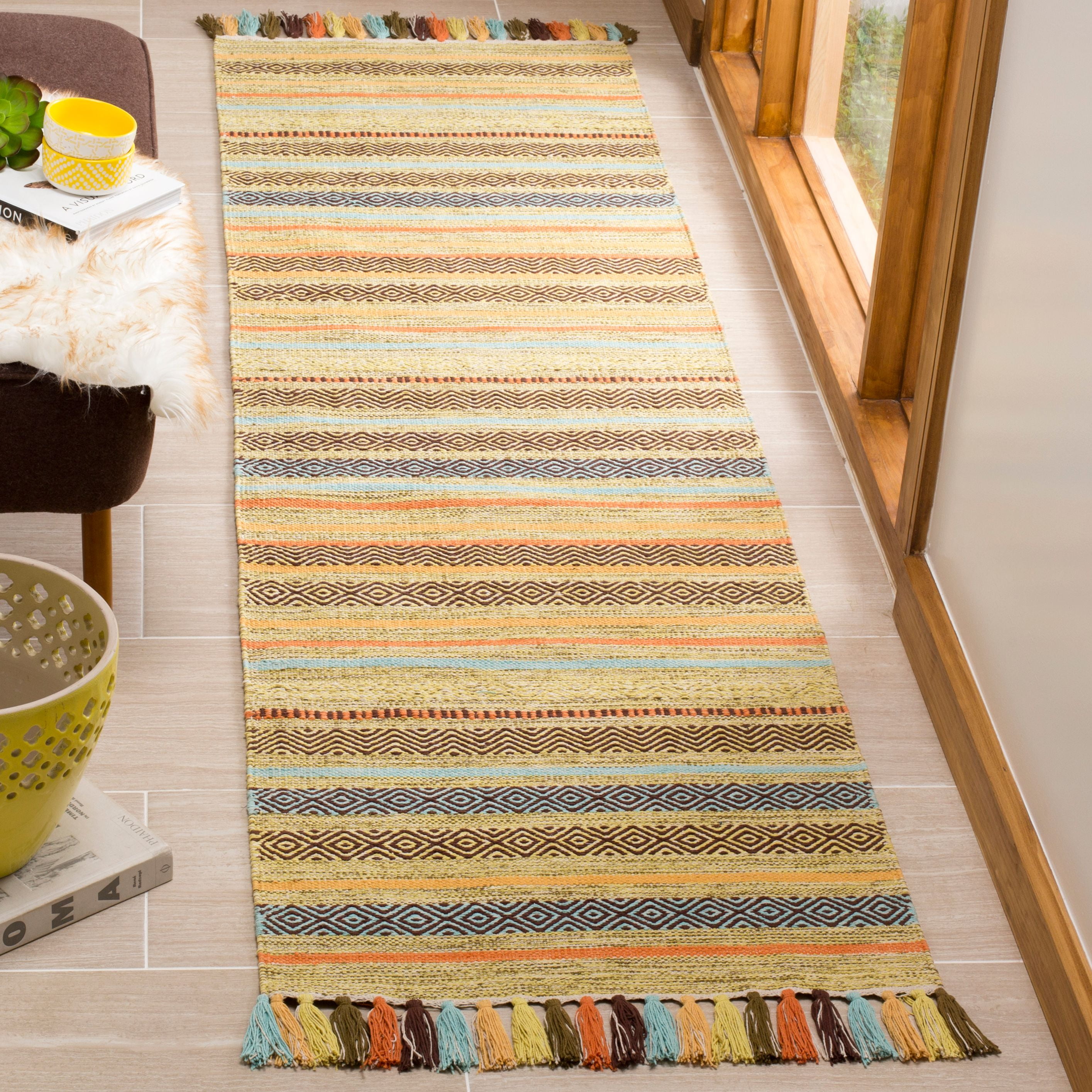 Montauk 27" Multicolor Cotton Flat Woven Runner Rug