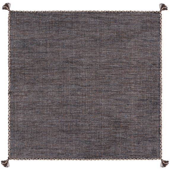 SAFAVIEH Montauk Bijar Solid Cotton Area Rug, Beige/Black, 5' x 5' Square