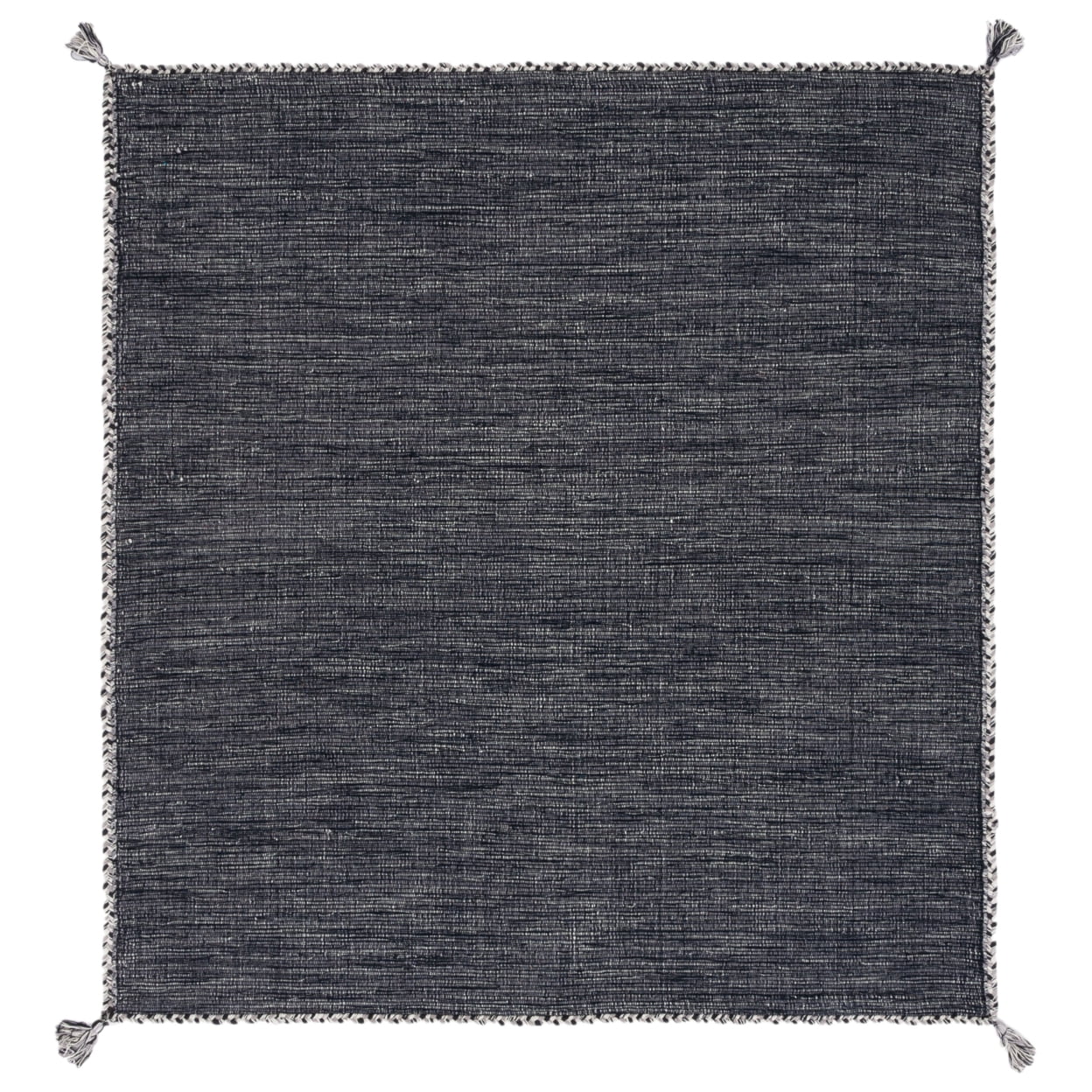 Handwoven Coastal Gray Cotton 5' Square Rug
