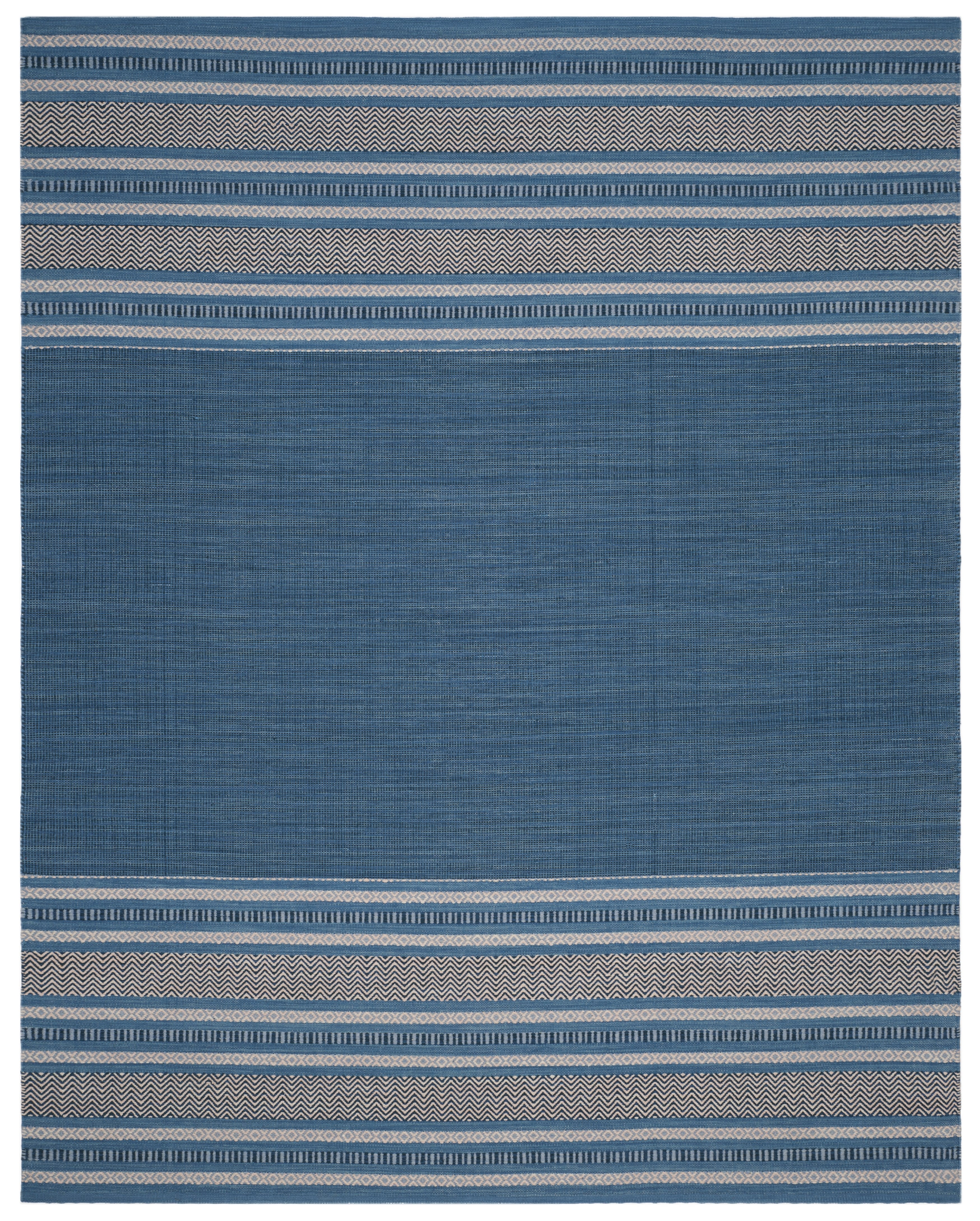 SAFAVIEH Montauk Jobeth Striped Cotton Area Rug, Blue/Grey, 10' x 14'