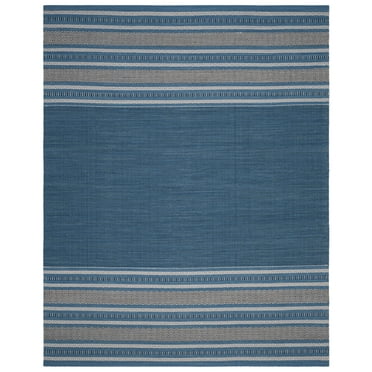 SAFAVIEH Montauk Jobeth Striped Cotton Area Rug, Blue/Grey, 10' x 14'