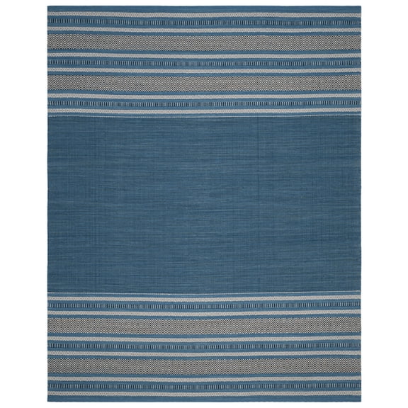 SAFAVIEH Montauk Jobeth Striped Cotton Area Rug, Blue/Grey, 10' x 14'