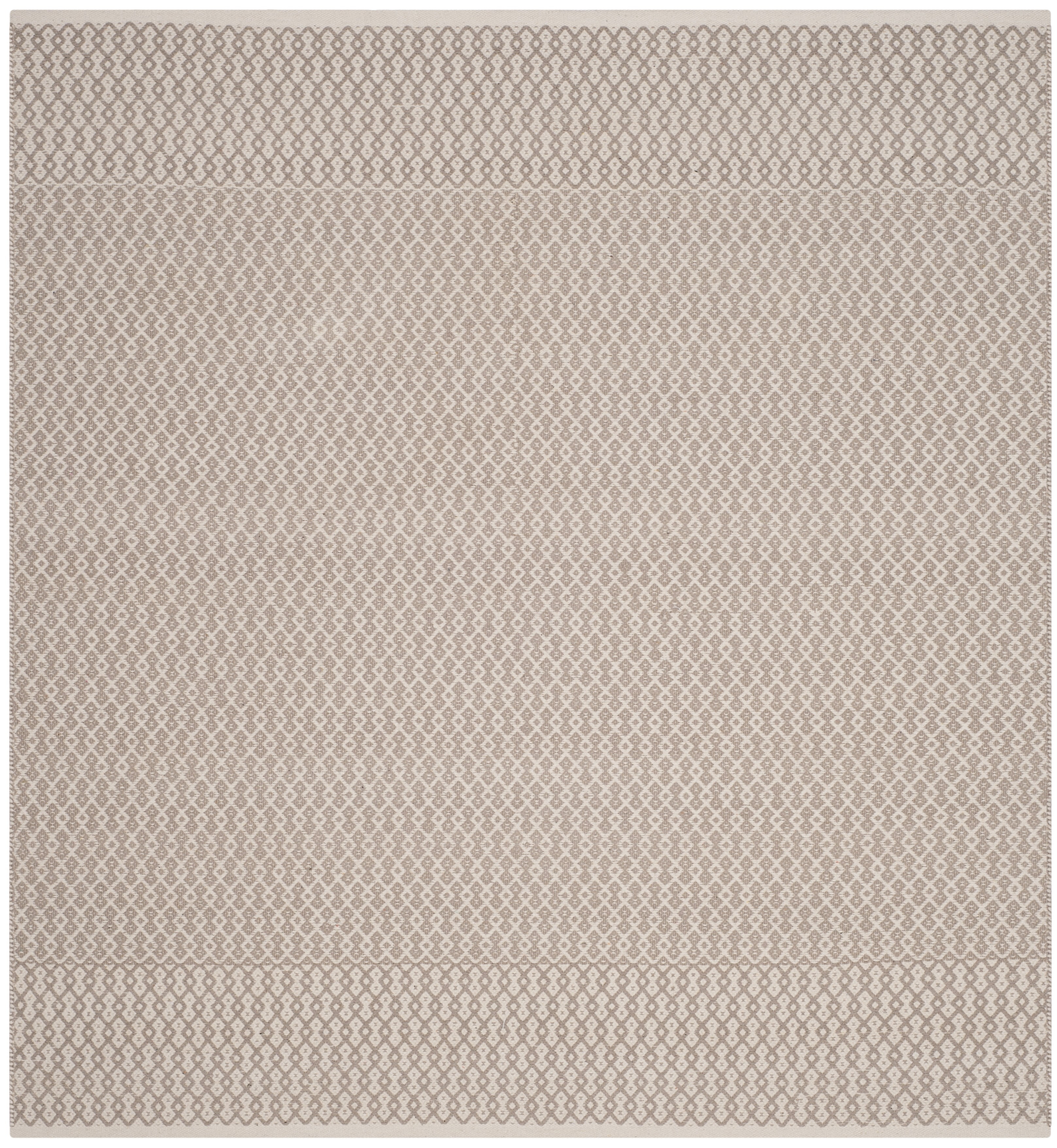 Ivory and Grey Hand Woven Cotton Square Area Rug