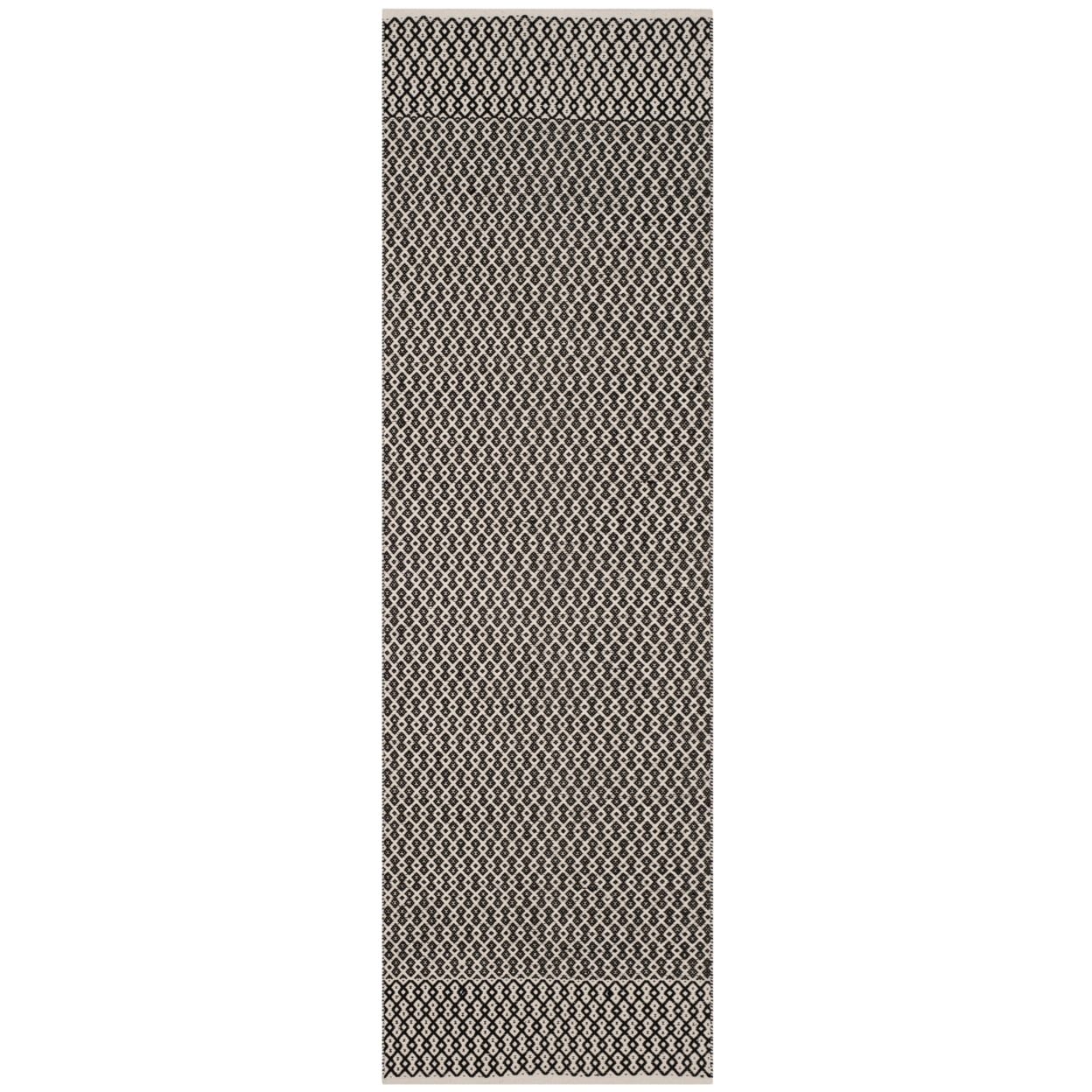Coastal Charm Ivory & Black Handwoven Cotton Rug - 27" x 16"