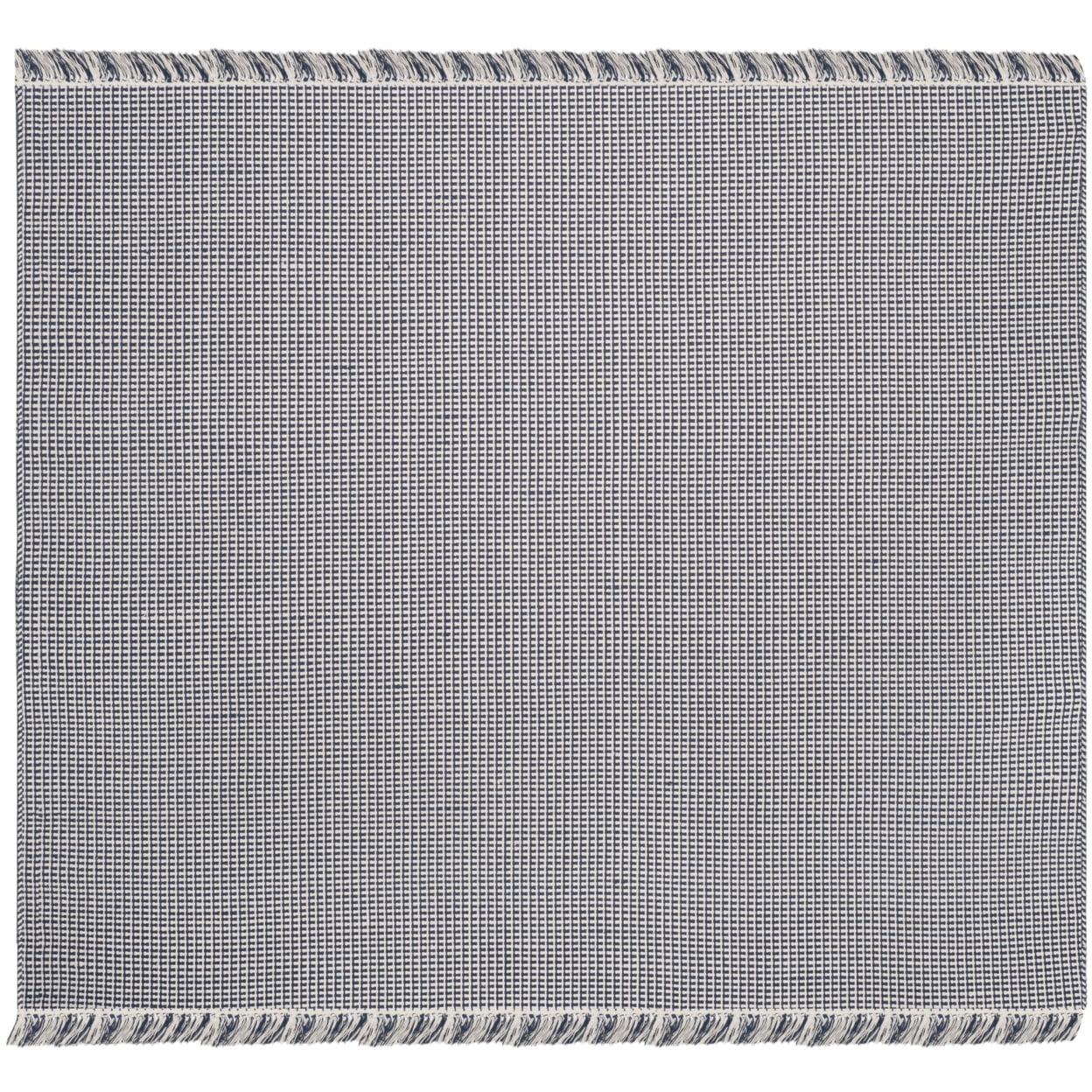 Ivory and Navy Handwoven Cotton Square Rug