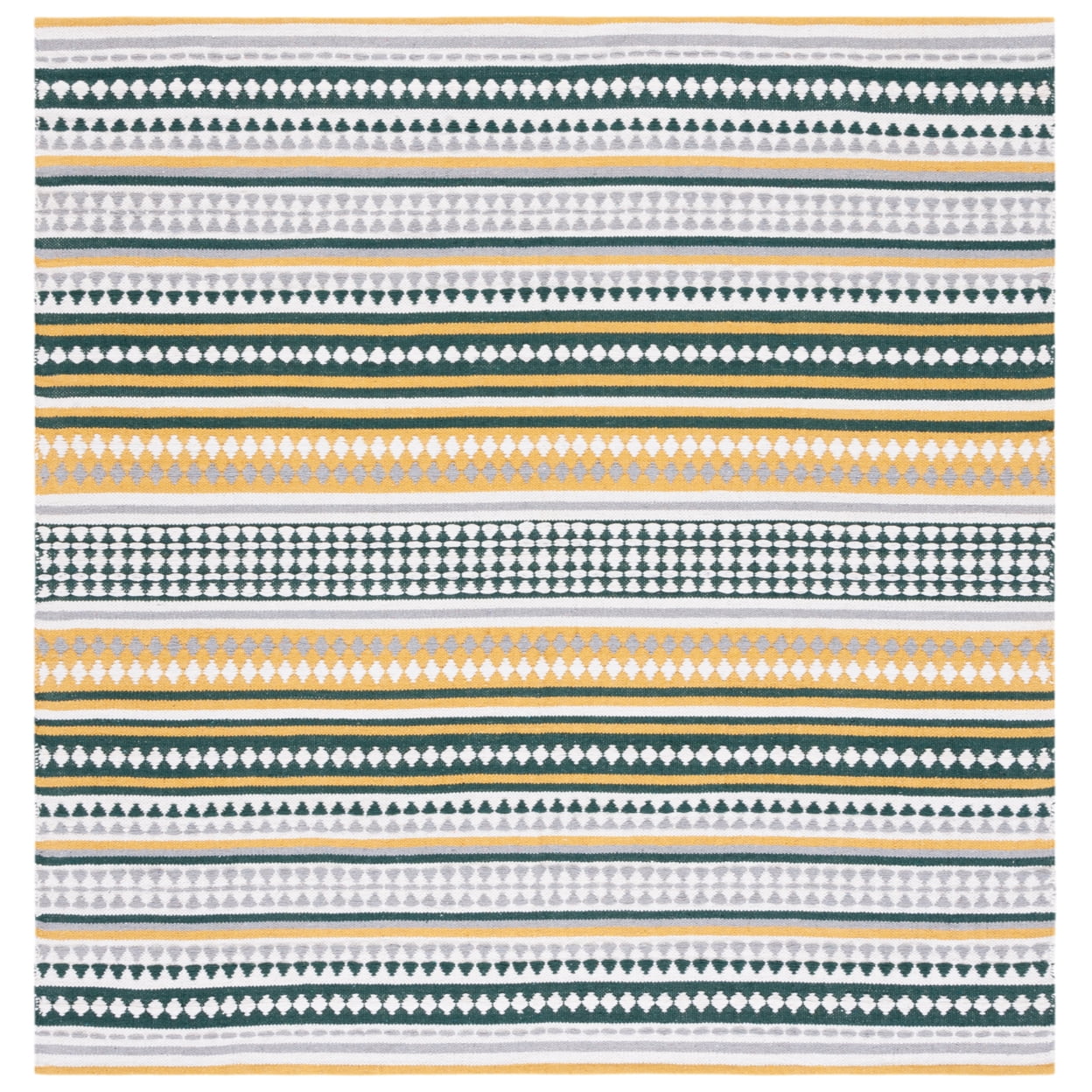 Ivory Cotton Handwoven 6' Square Flatweave Montauk Rug