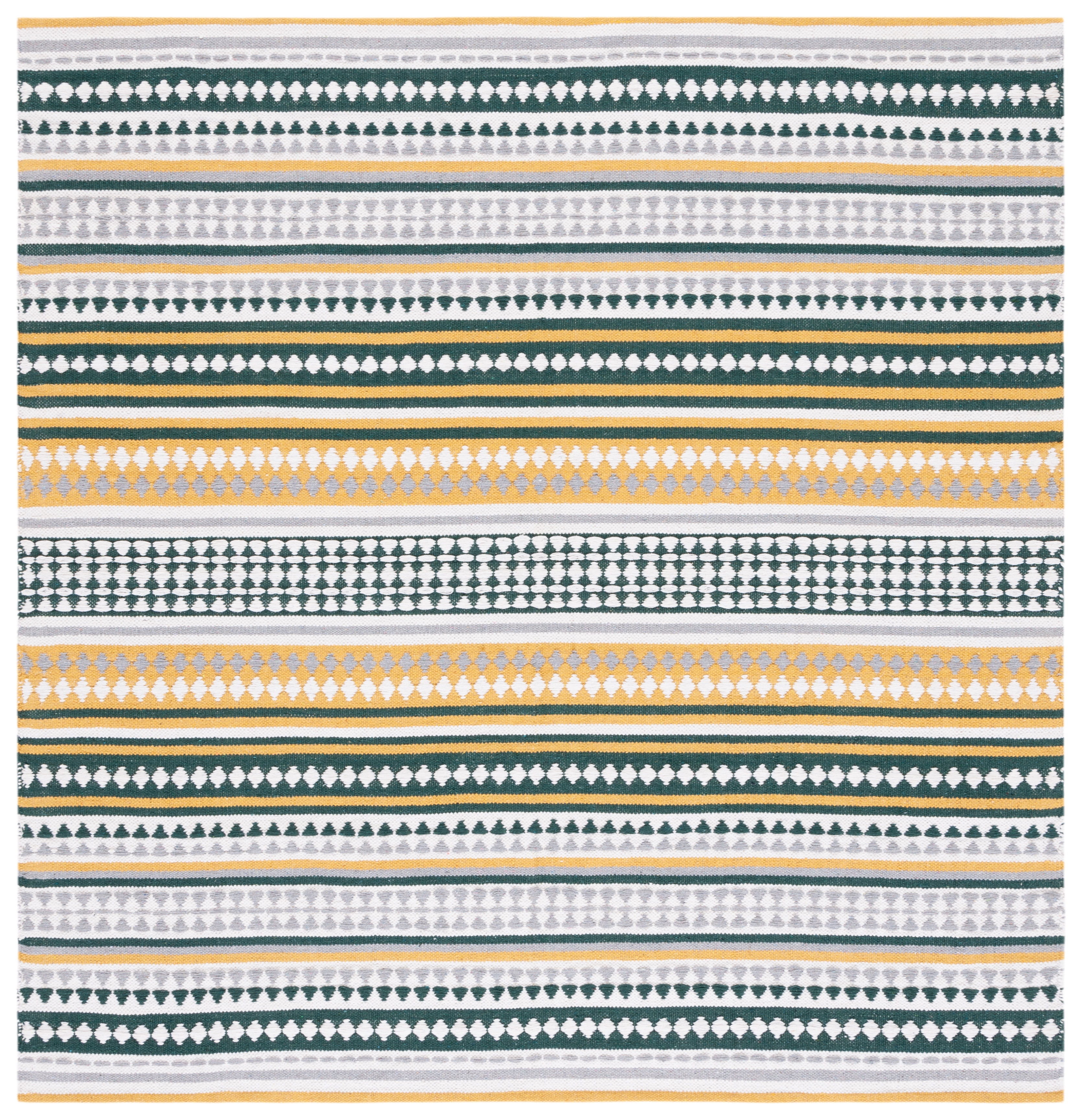 Ivory Cotton Handwoven 6' Square Flatweave Montauk Rug