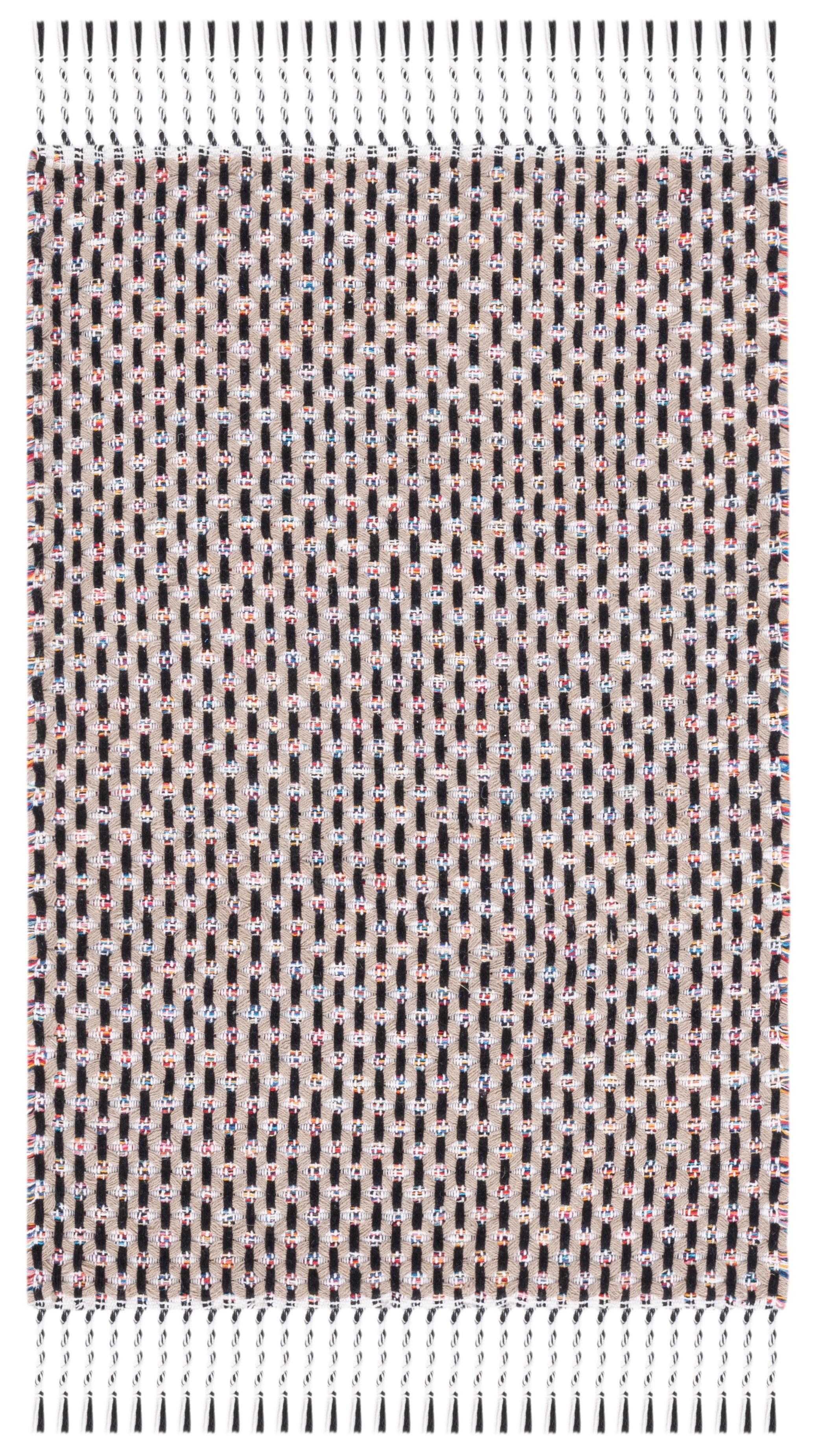 Montauk Black and Beige Handwoven Cotton Rug 2' x 3'