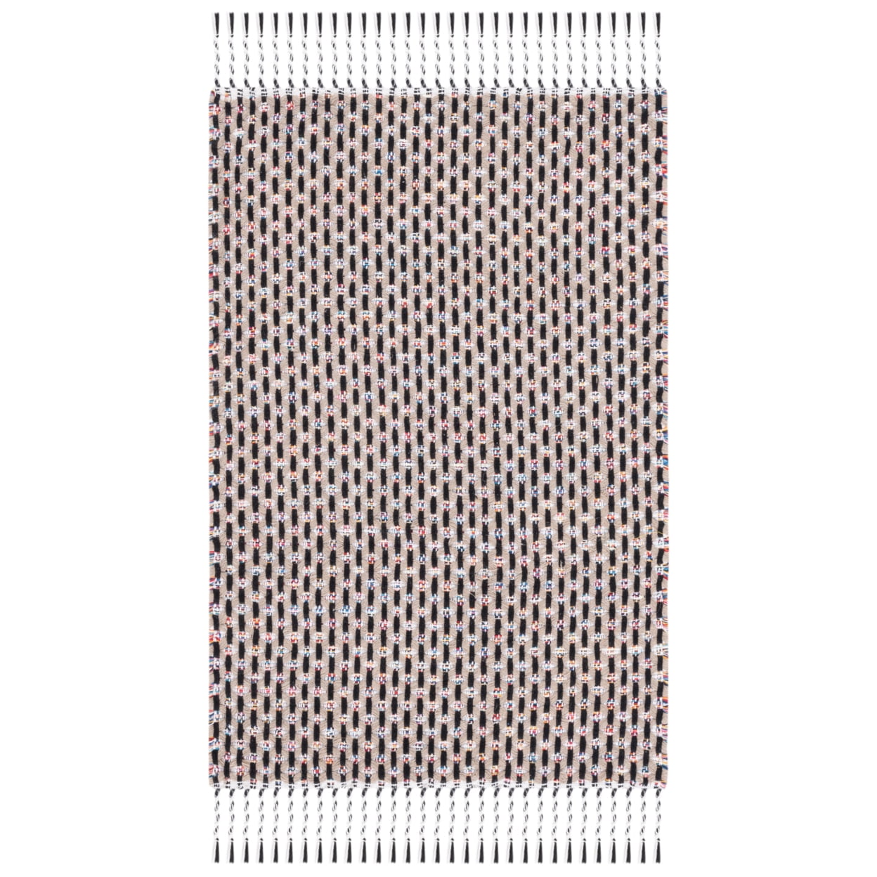 Montauk Black and Beige Handwoven Cotton Rug 2' x 3'