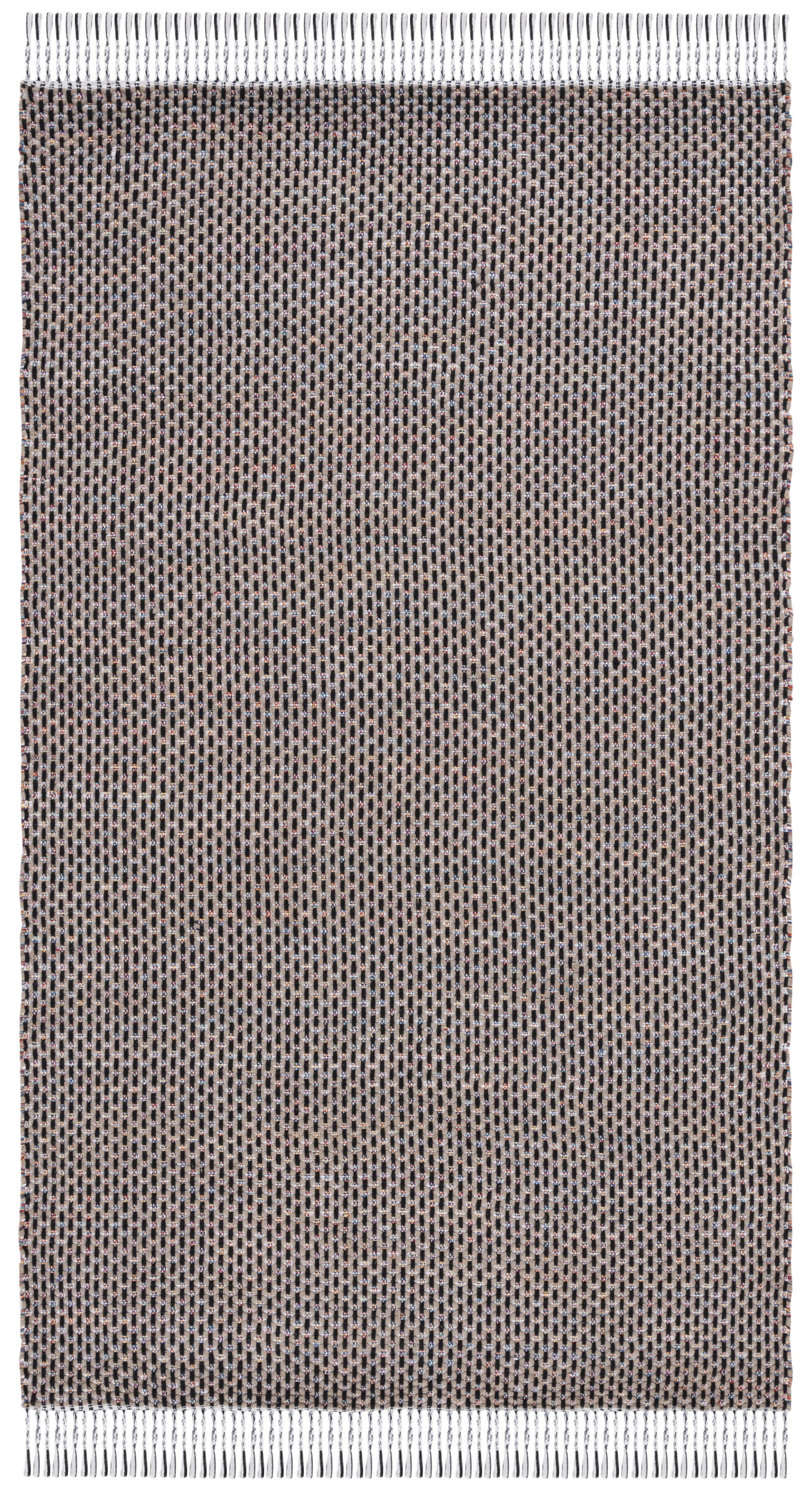 Montauk Beige and Black Flat Woven Cotton Area Rug