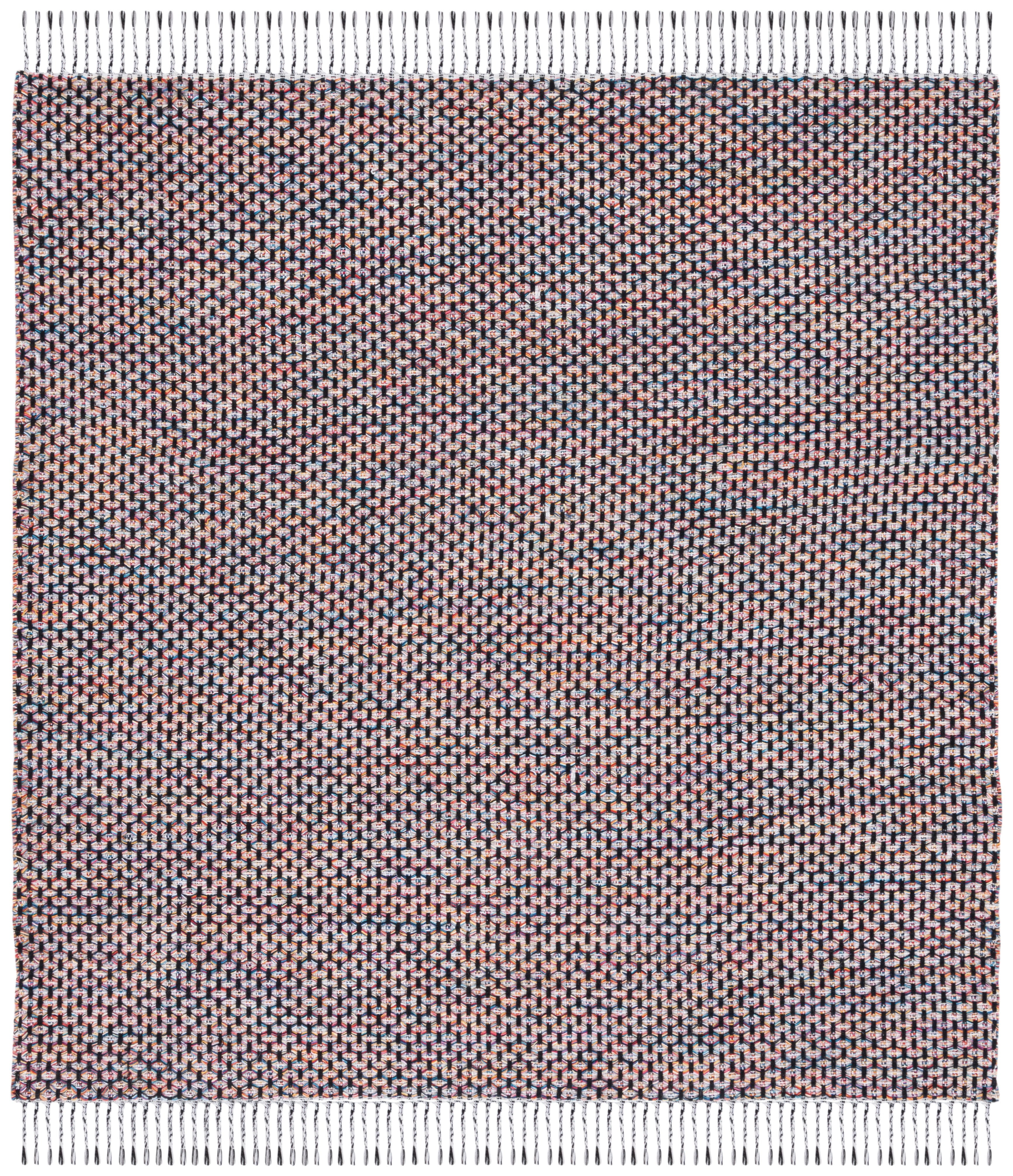 Coastal Charm Handwoven Cotton Ikat Red Square Rug - 6'