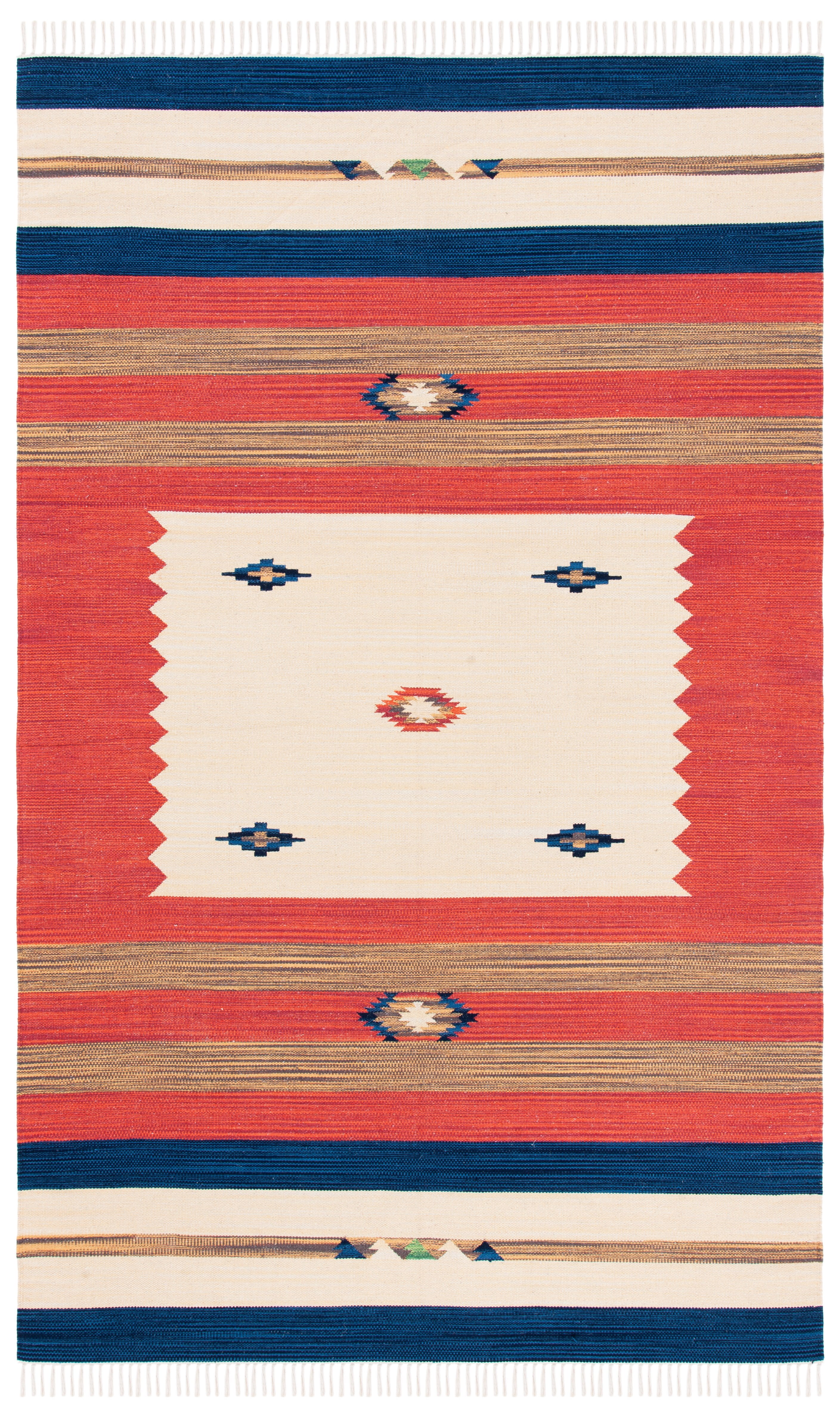 SAFAVIEH Montauk Benson Southwestern Cotton Area Rug, Blue/Red, 5' x 8 ...