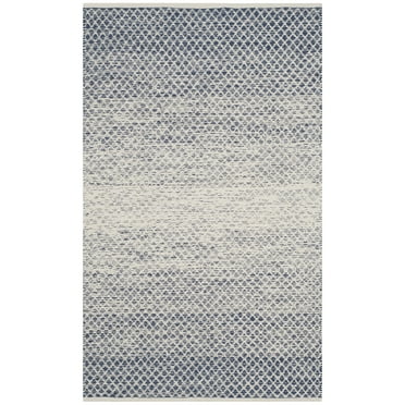 SAFAVIEH Montauk Vaughn Geometric Cotton Area Rug, Navy/Ivory, 2'3" x 4'