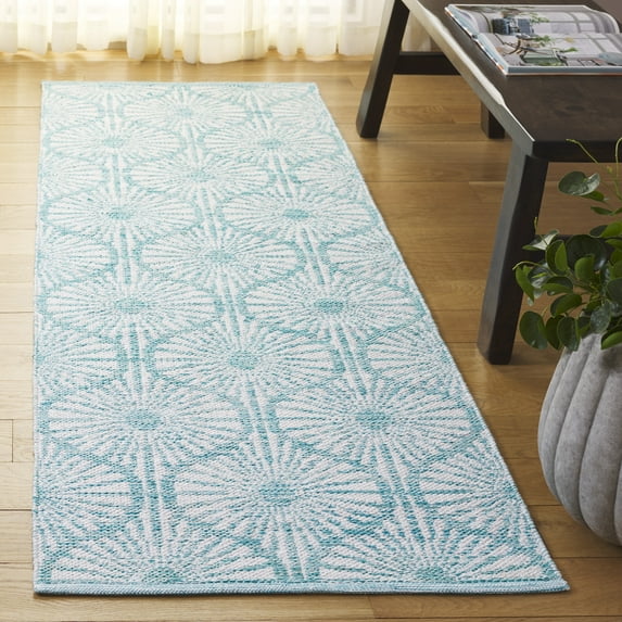 Safavieh Montauk Garland Geometric Runner Rug, Aqua/Ivory, 2'3" x 7'