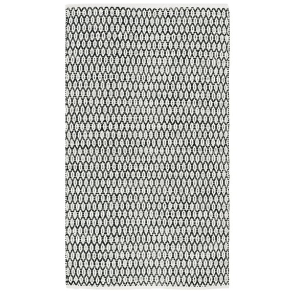 SAFAVIEH Montauk Crystal Geometric Cotton Area Rug, Black/Ivory, 2' x 3'