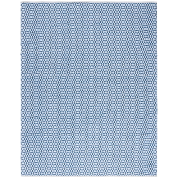 SAFAVIEH Montauk Crystal Geometric Cotton Area Rug, Blue/Ivory, 9' x 12'