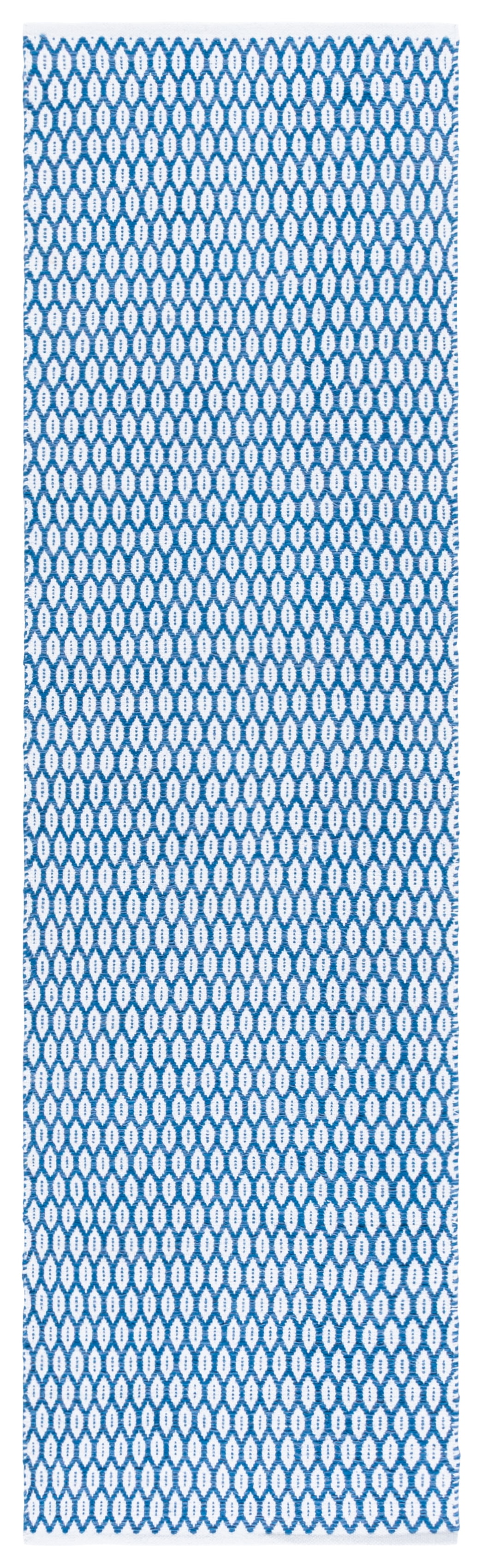 SAFAVIEH Montauk Crystal Geometric Cotton Runner Rug, Blue/Ivory, 2'3" x 8'