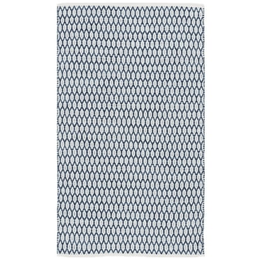 SAFAVIEH Montauk Crystal Geometric Cotton Area Rug, Navy/Ivory, 4' x 6'