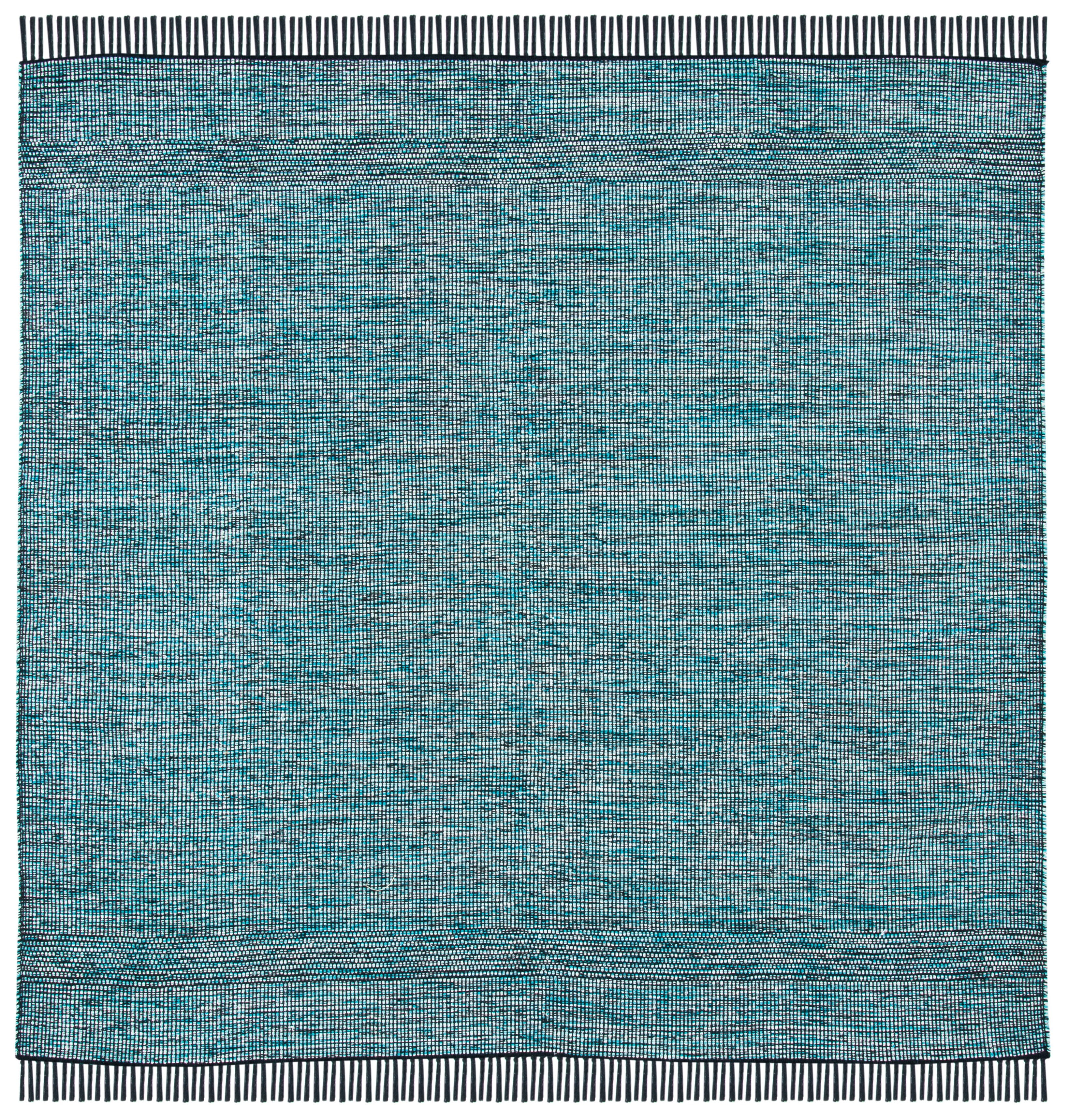 Montauk 6' Square Black Cotton Flat Woven Rug