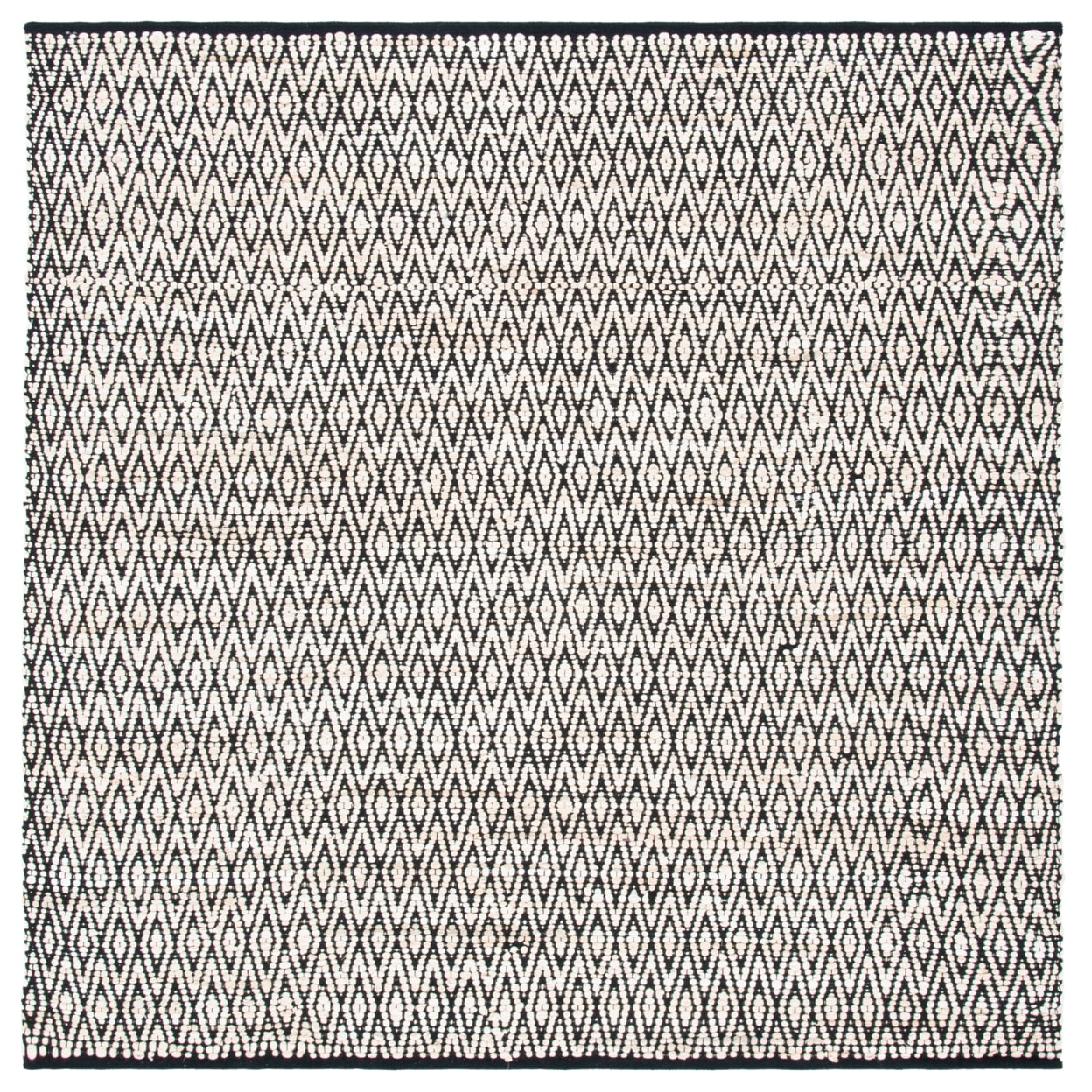 Montauk 6' Square Beige and Black Handwoven Cotton Rug