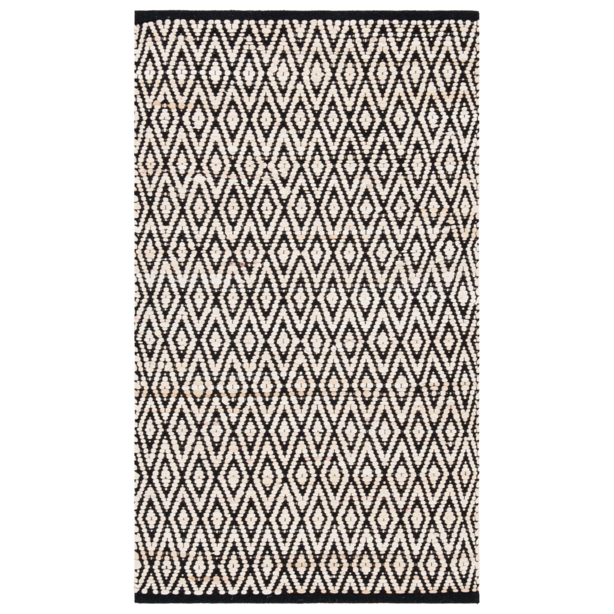 Montauk 3' x 5' Black and Beige Handwoven Cotton Rug