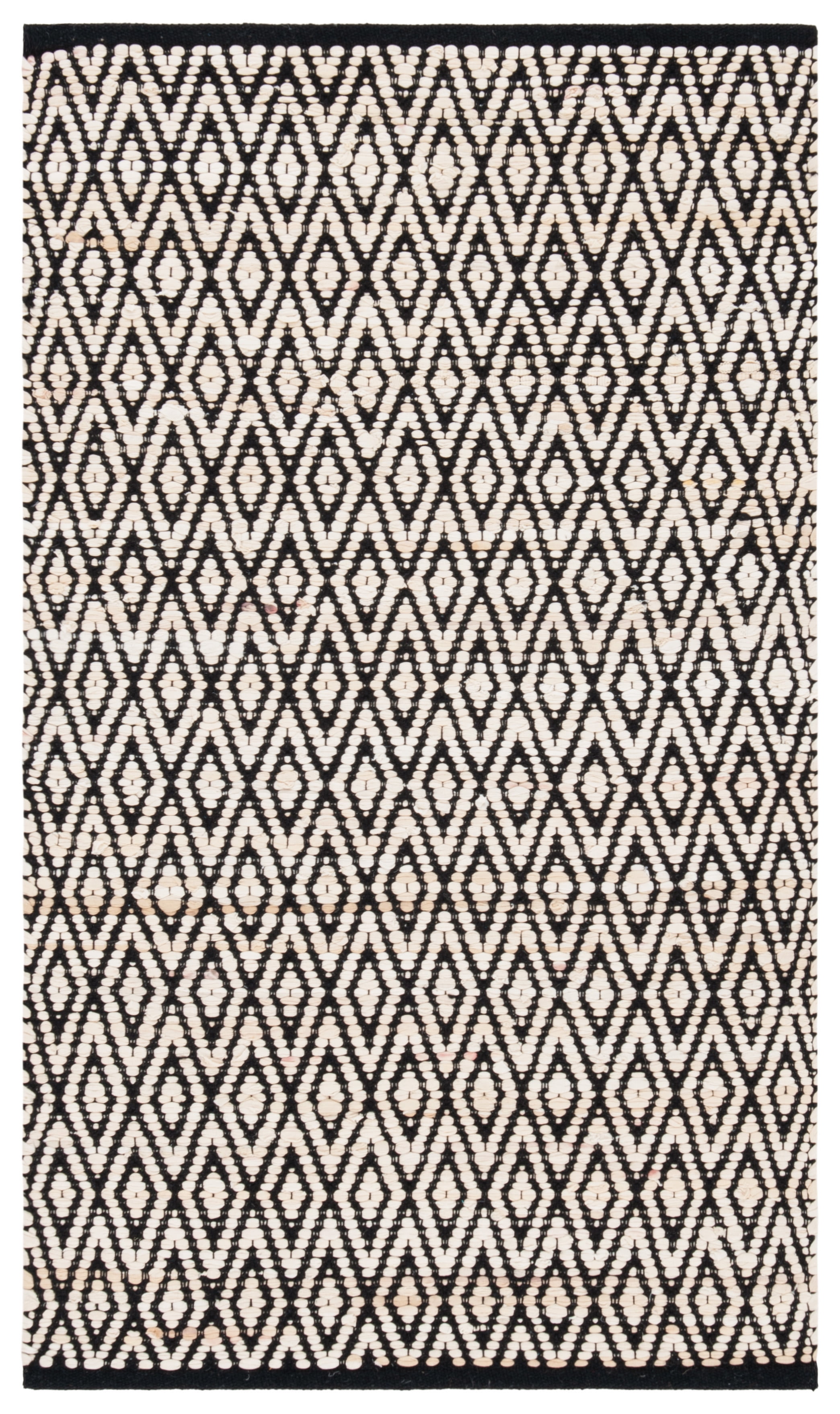 Montauk 3' x 5' Black and Beige Handwoven Cotton Rug