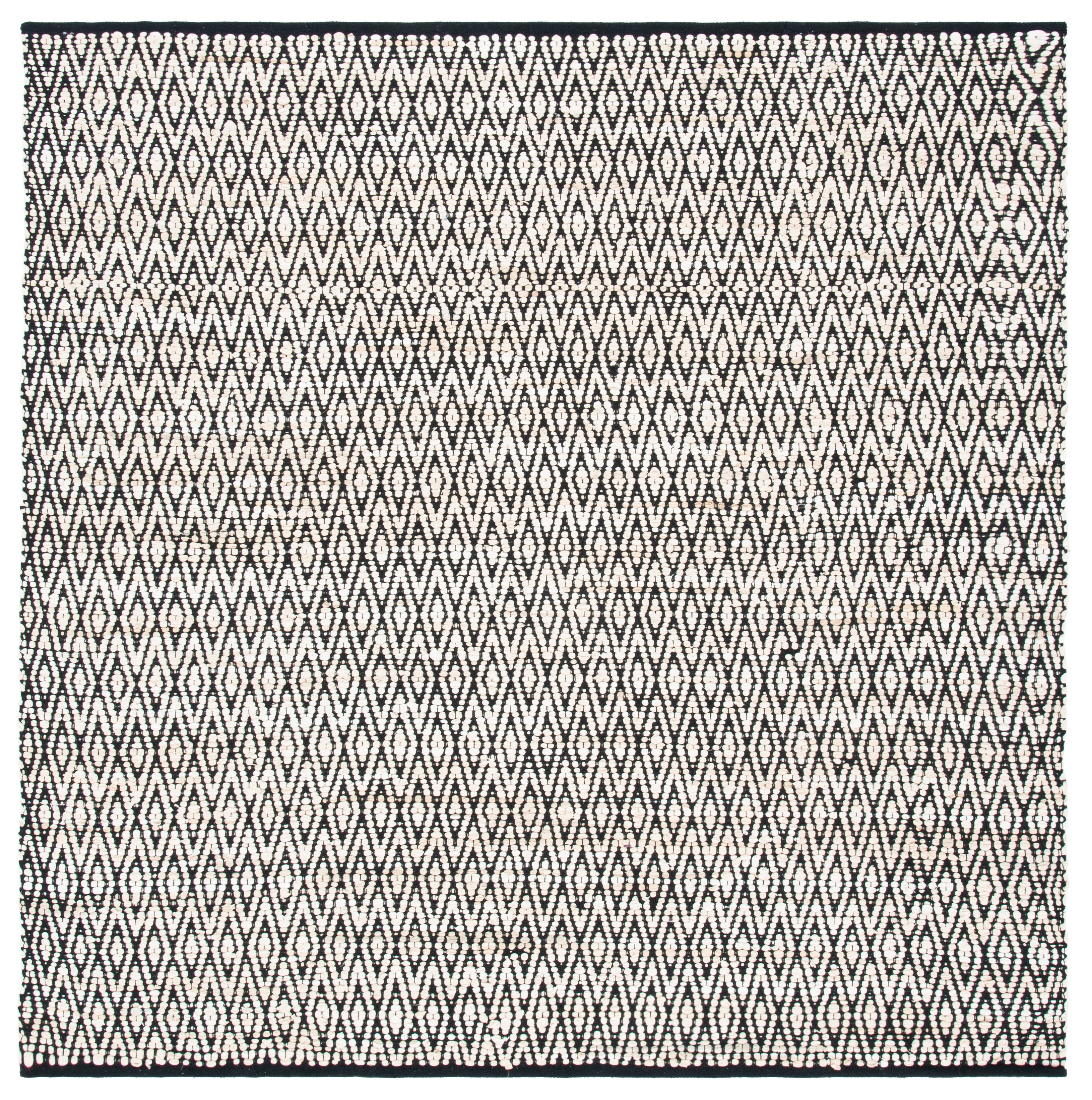 Montauk 6' Square Beige and Black Handwoven Cotton Rug