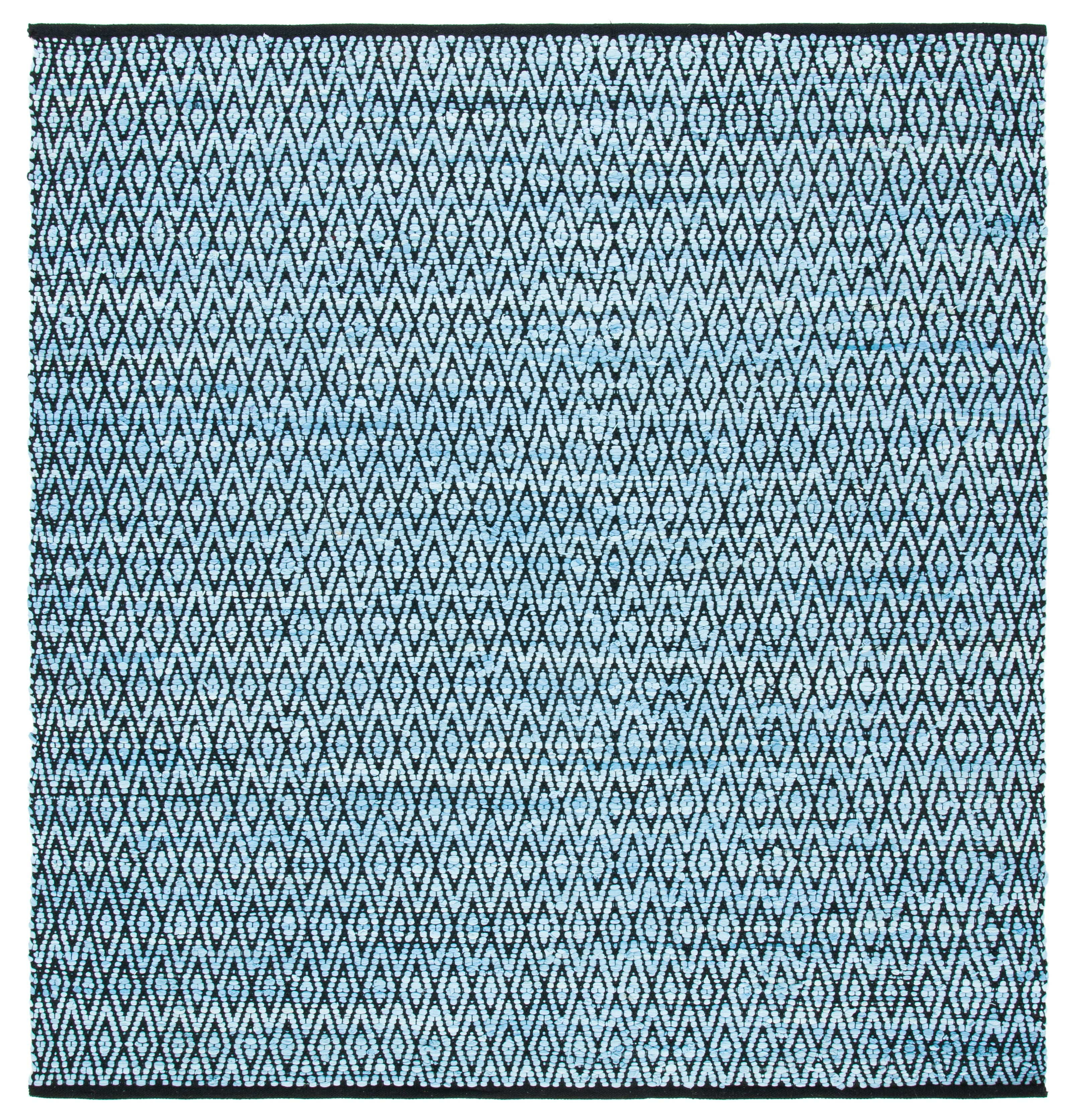 Coastal Charm Handwoven Black and Green 6' Square Cotton Rug