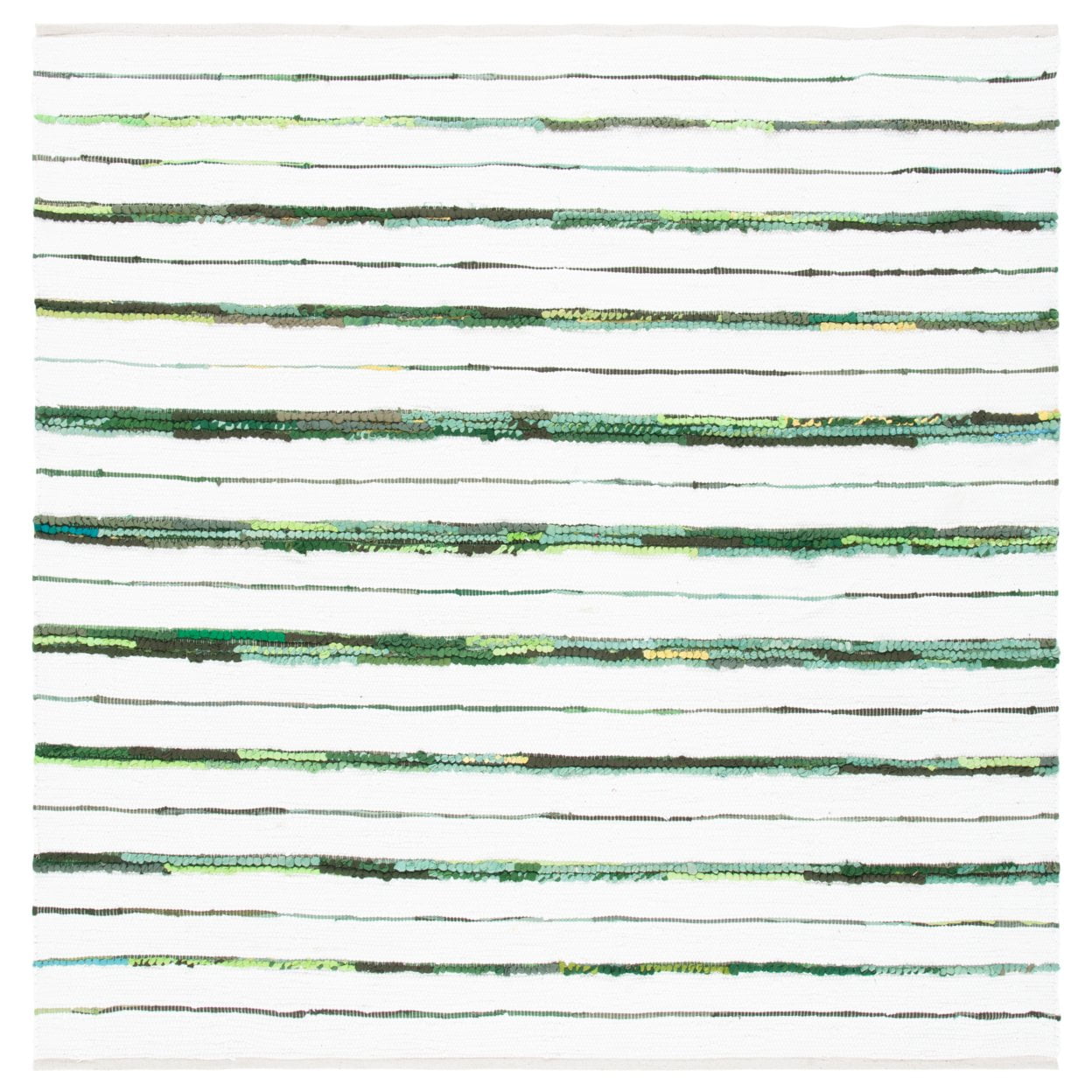Ivory Ikat Tie-Dye Effect 6' Square Handwoven Cotton Rug