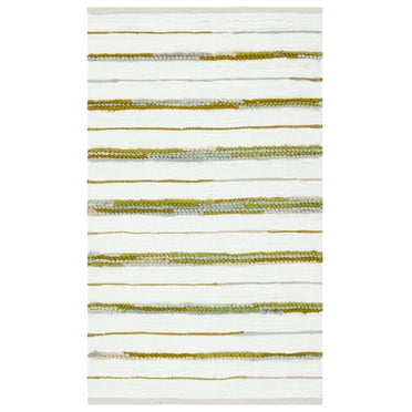 SAFAVIEH Montauk Rowena Striped Area Rug, Green/Ivory, 3' x 5'