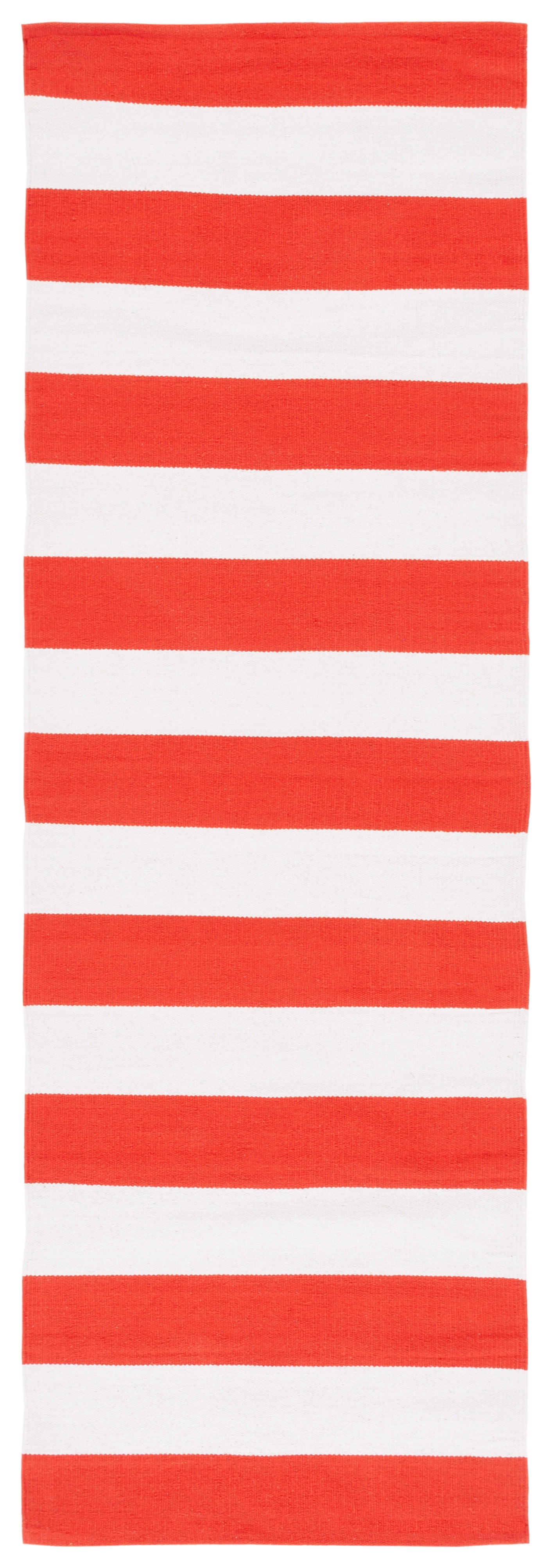 Coastal Charm Rust & Ivory Handwoven Cotton Runner Rug - 2'3" x 9'