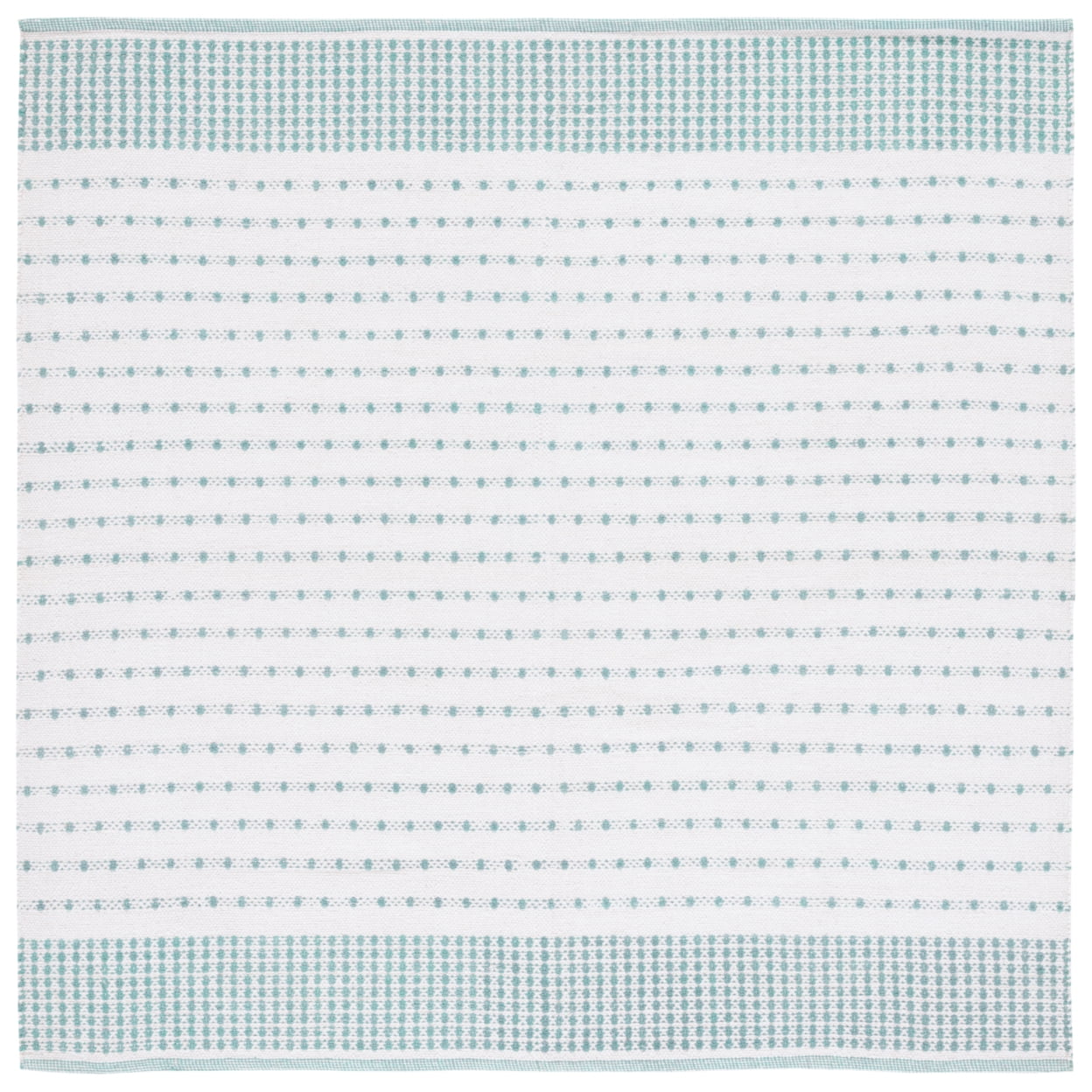 Ivory Cotton Coastal Charm 6' Square Handwoven Rug
