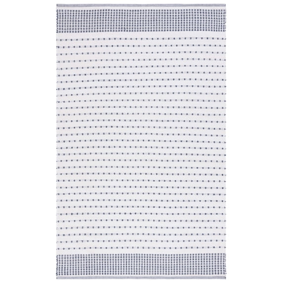 SAFAVIEH Montauk Nuala Abstract Dots Cotton Area Rug, Navy/Ivory, 5' x 8'