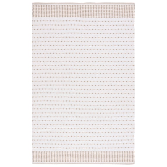 SAFAVIEH Montauk Nuala Abstract Dots Cotton Area Rug, Beige/Ivory, 4' x 6'