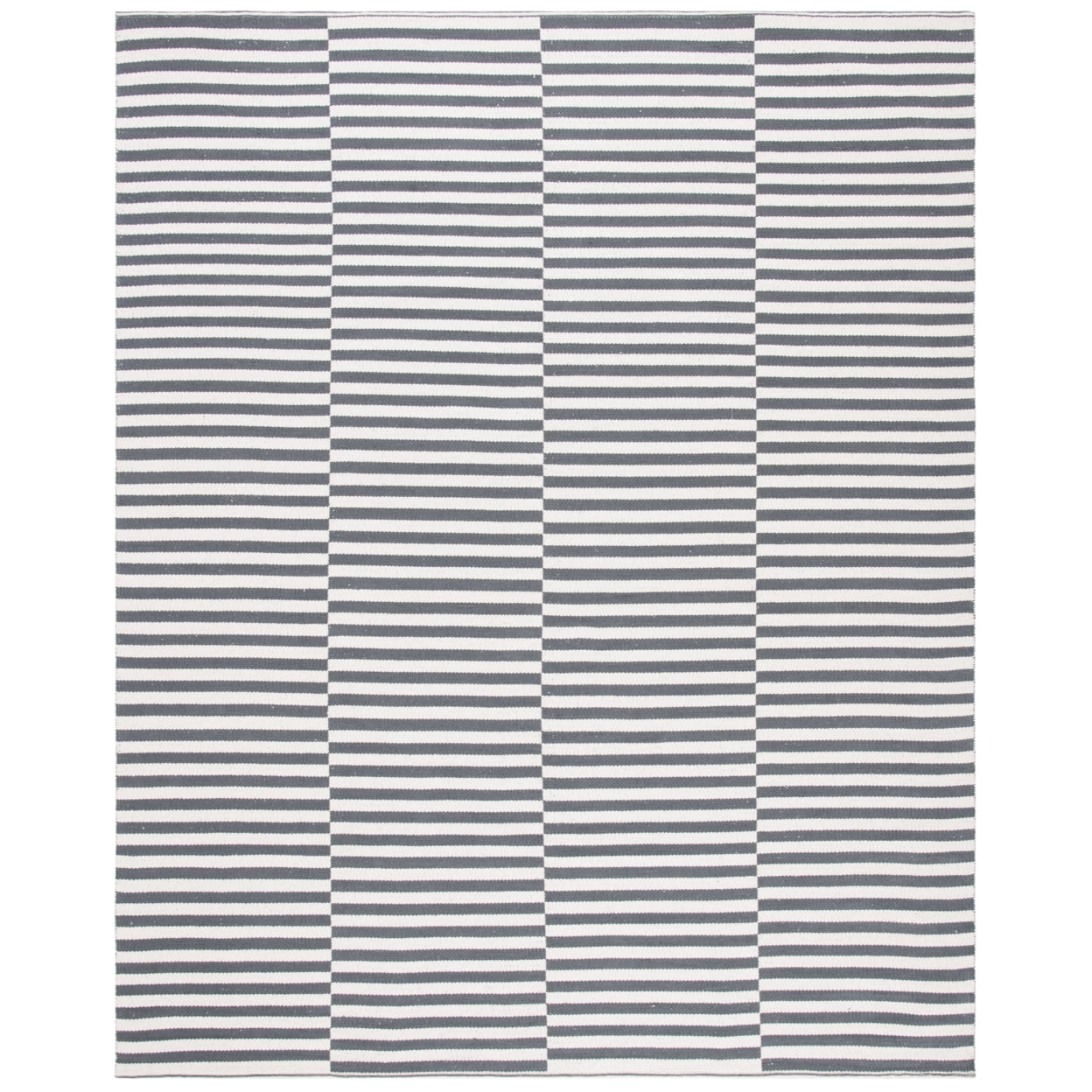 Gray and Ivory Handwoven Cotton 10' x 14' Rug