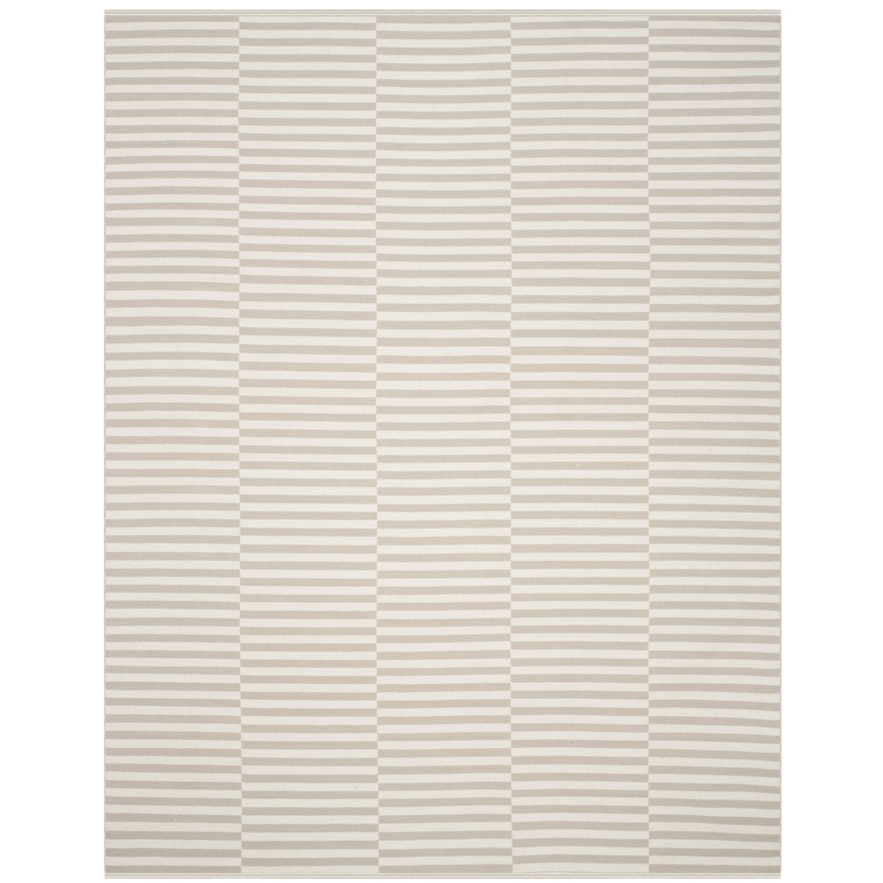 Ivory and Light Grey Handwoven Cotton Area Rug