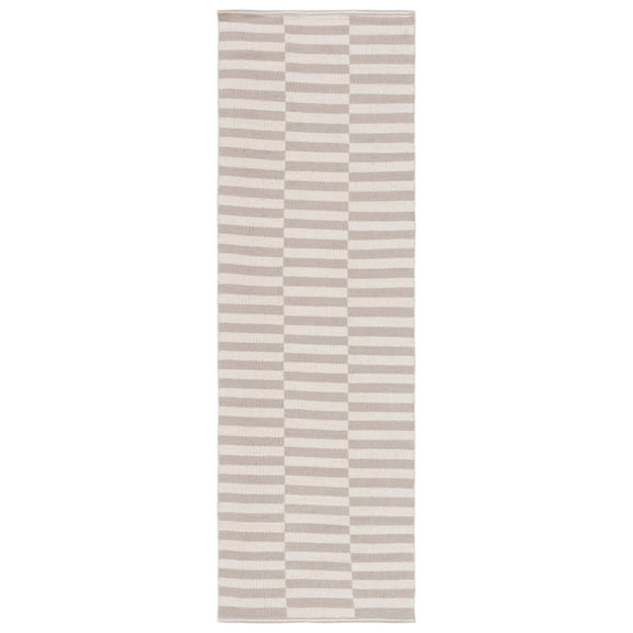 SAFAVIEH Montauk Raeyln Geometric Cotton Runner Rug, Ivory/Light Grey, 2'3" x 11'