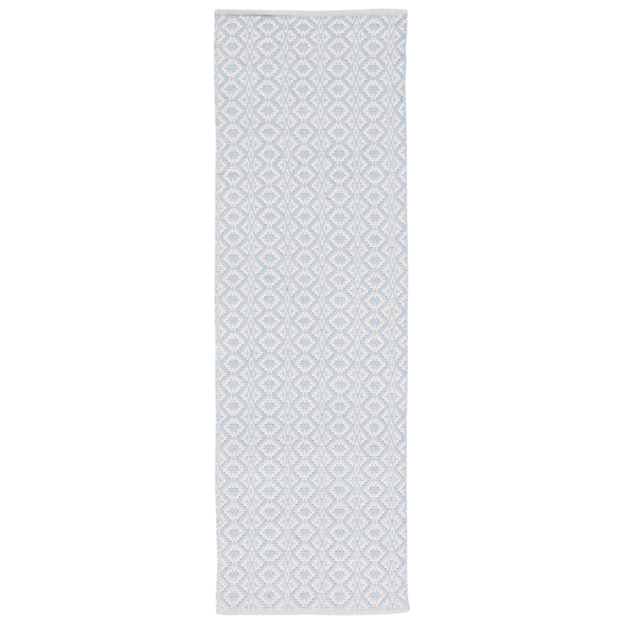 Handwoven Light Blue and Ivory Cotton Rug, 2' 3" x 9'