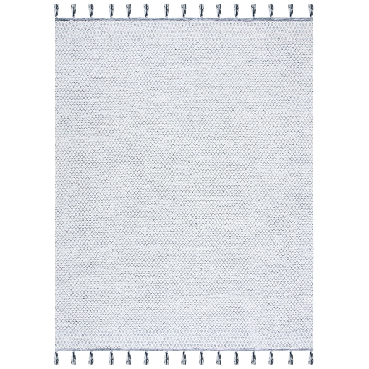 Handwoven Coastal-Contemporary Black Wool-Cotton Rug 8' x 10'
