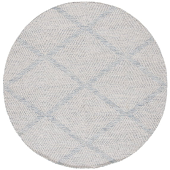 SAFAVIEH Montauk Bailey Geometric Cotton Area Rug, Light Blue, 8' x 8' Round