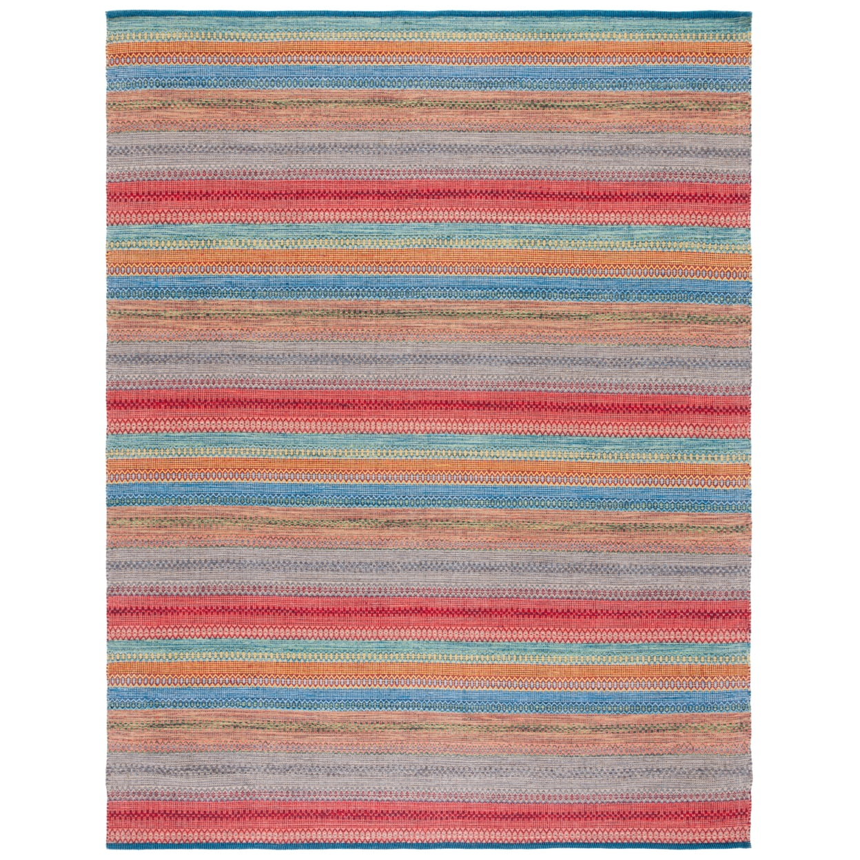 Coastal Breeze Blue & Grey Cotton 8' x 10' Handwoven Rug