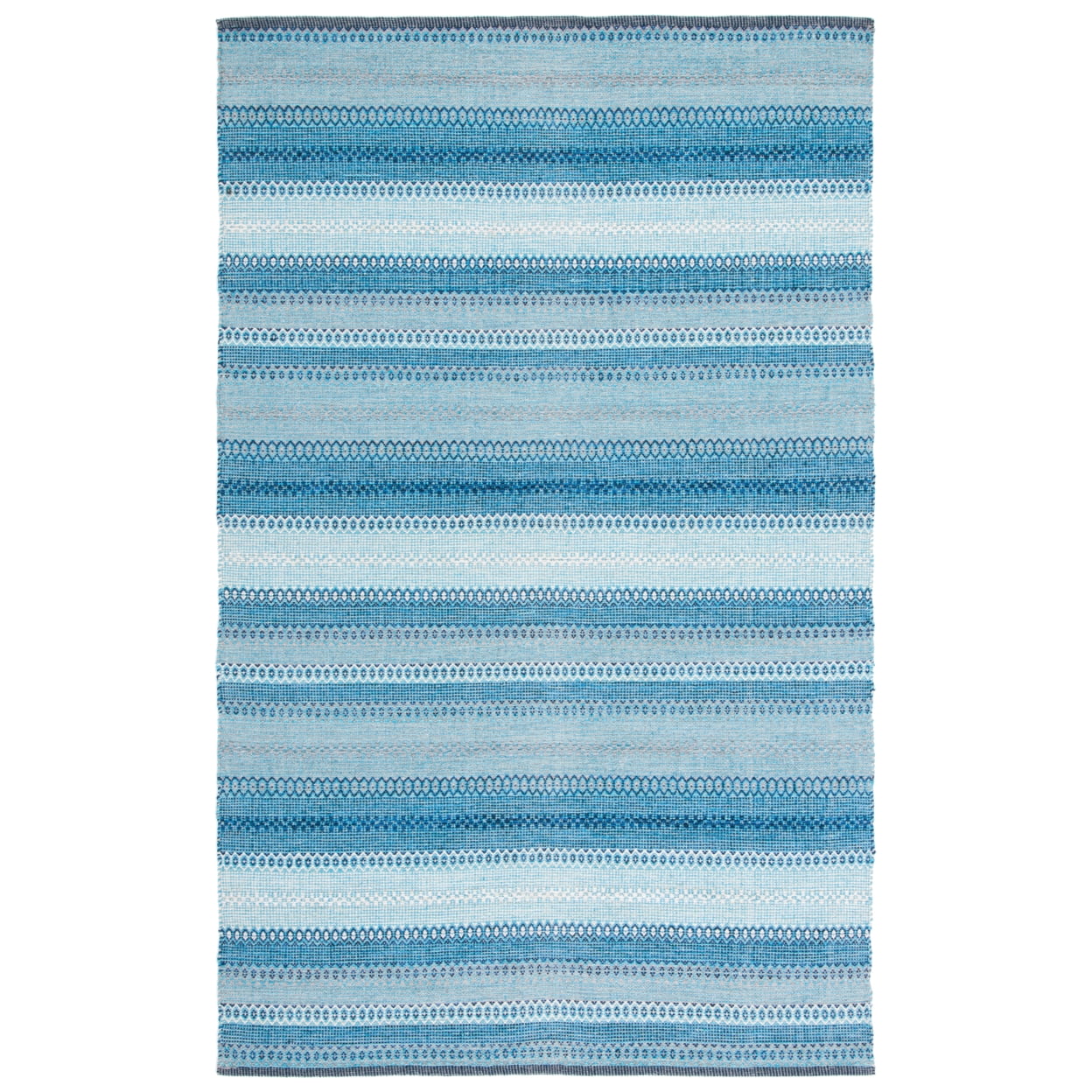 Coastal Charm Blue and Grey Cotton Handwoven Flatweave Rug - 3' x 5'