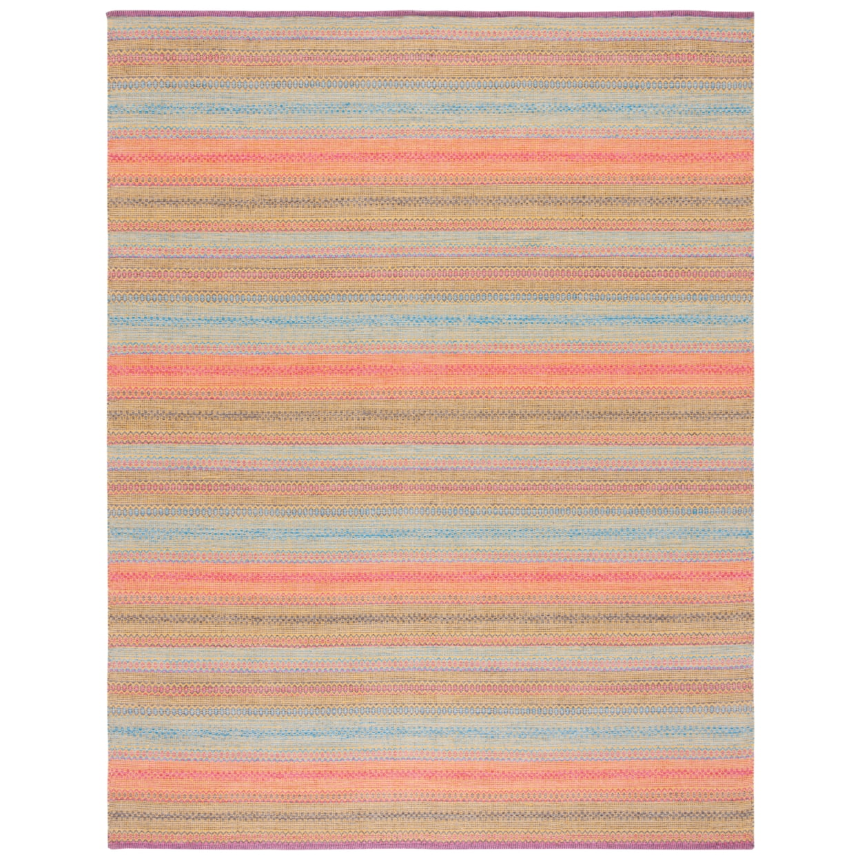 Coastal Breeze Blue Cotton-Wool 5'x8' Flat Woven Rug