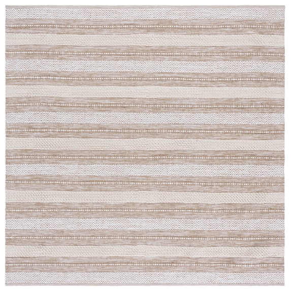 SAFAVIEH Montauk Marin Striped Cotton Area Rug, Beige/Ivory, 6' x 6' Square